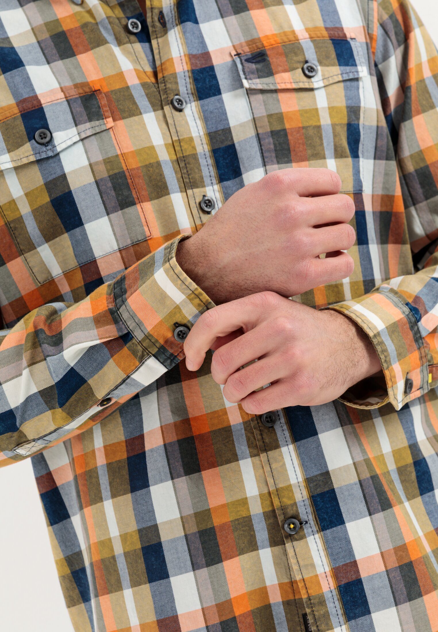 camel active Karohemd aus reiner Baumwolle Langarm Button-Down Button-Down