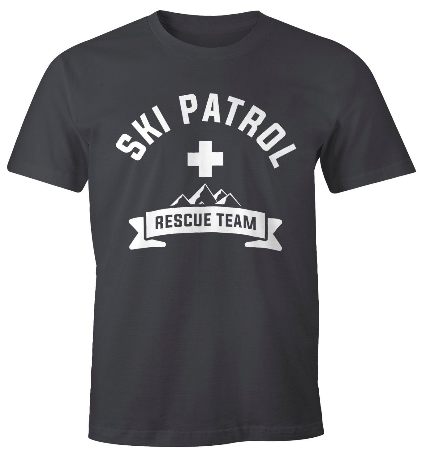 MoonWorks Print-Shirt Herren T-Shirt Apres-Ski Patrol Rescue Team Fun-Shirt Moonworks® mit Print grau