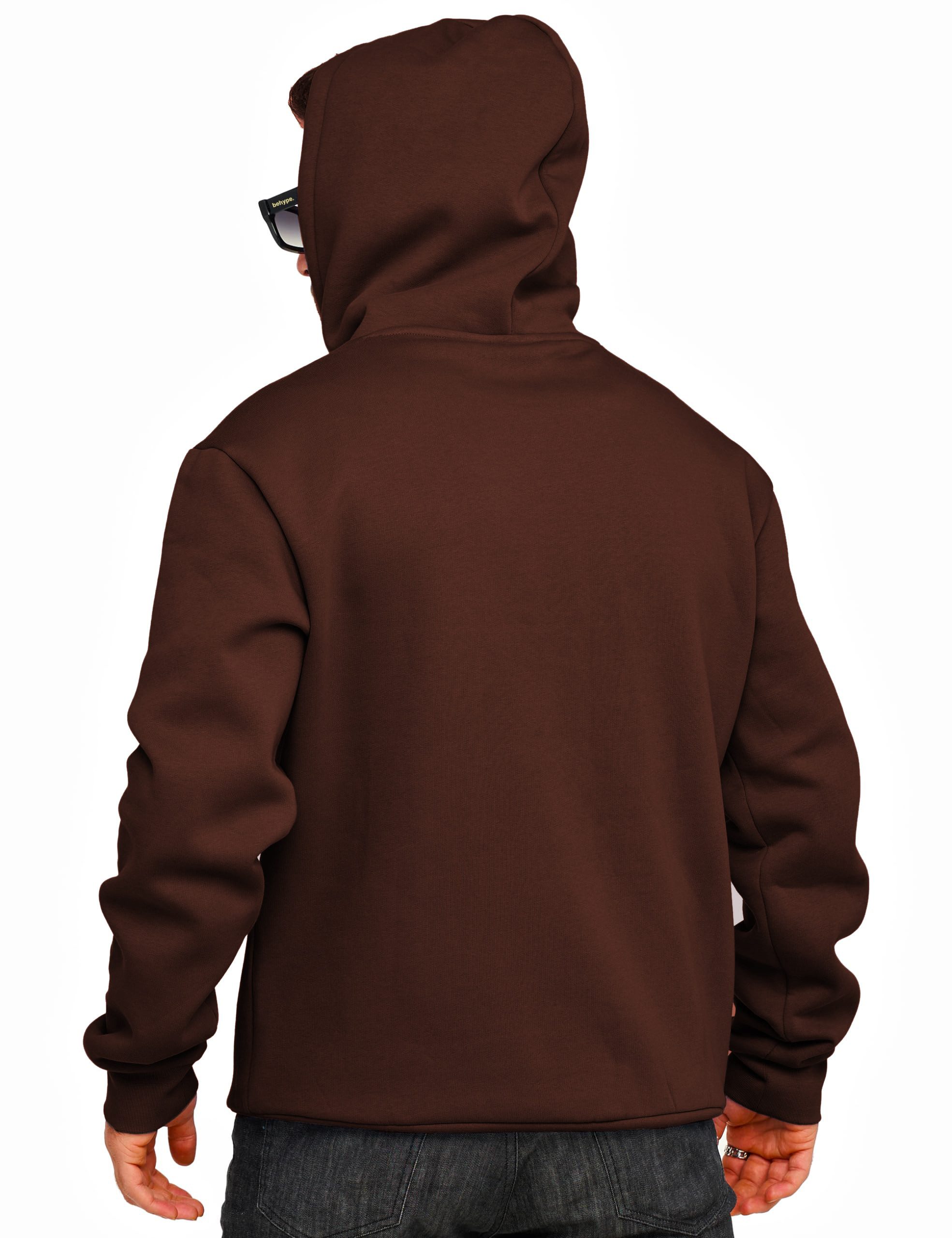 DAILY COTTON Hoodie im Oversize Schnitt Unifarben - Kapuzenpullover Loose-Fit Herren Basic Kapuzen-Sweatshirt Oversized Raglan Sweater – Bild 3 von 3