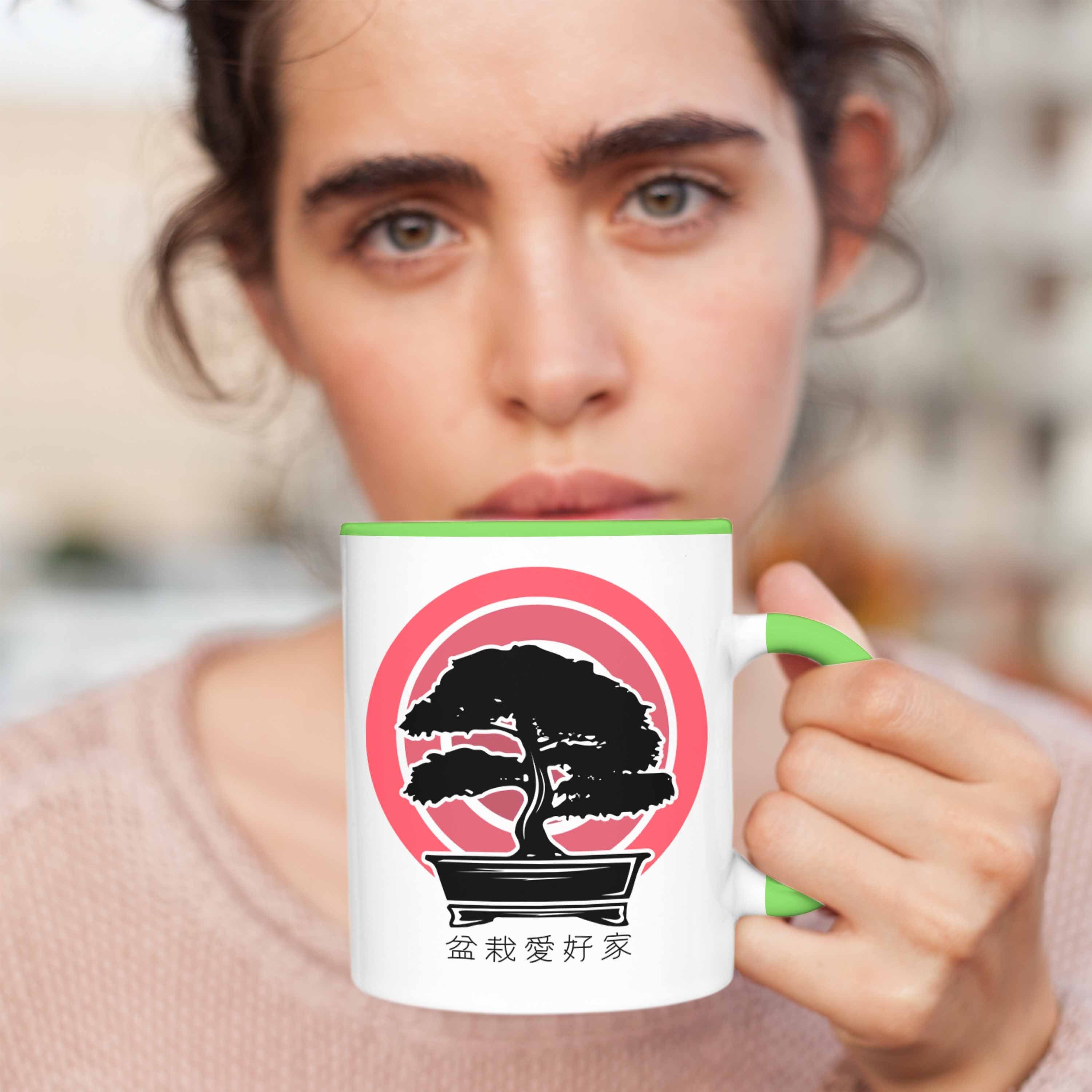 Trendation Geschenk Tasse Grafik Bonsai-Liebhaber Grün Tasse Bonsai für Lustige