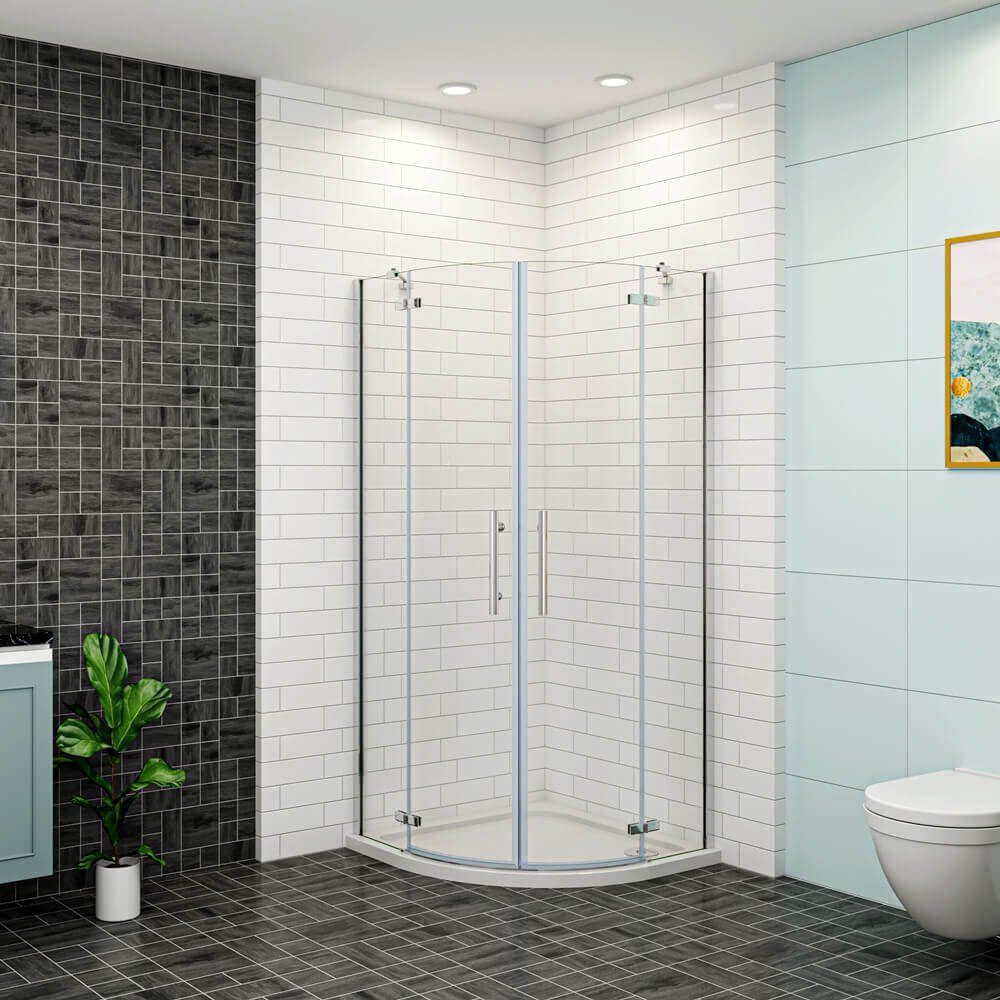 duschspa Runddusche Viertelkreis Duschkabine Runddusche Duschtasse Duschtür Duschwanne, BxT: 90x90 cm, Einscheibensicherheitsglas, Sicherheitsglas, Set, Inklusive Duschwanne