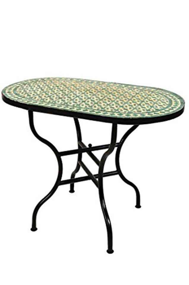 Marrakesch Orient & Mediterran Interior Gartentisch Mosaiktisch 100x60cm oval, Beistelltisch, Gartentisch, Esstisch, Handarbeit