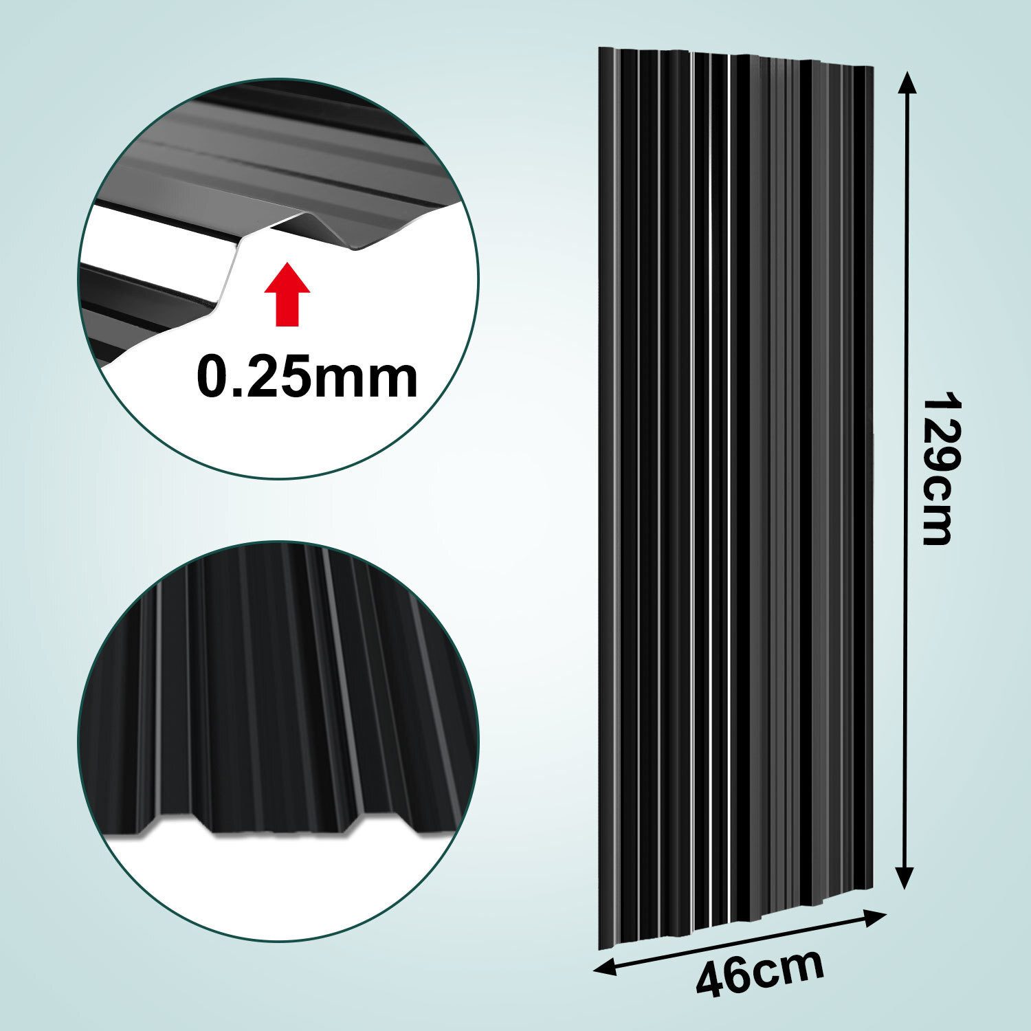 Clanmacy Trapezblech Trapezblech 24er Set Profilblech Trapezblech mit Handschuhe 14m², 129x46x0.25 mm (Set 24-St) UV-Schutz, Wasserfest, Wetterfest, Rostresistent, Korrosionsbeständig
