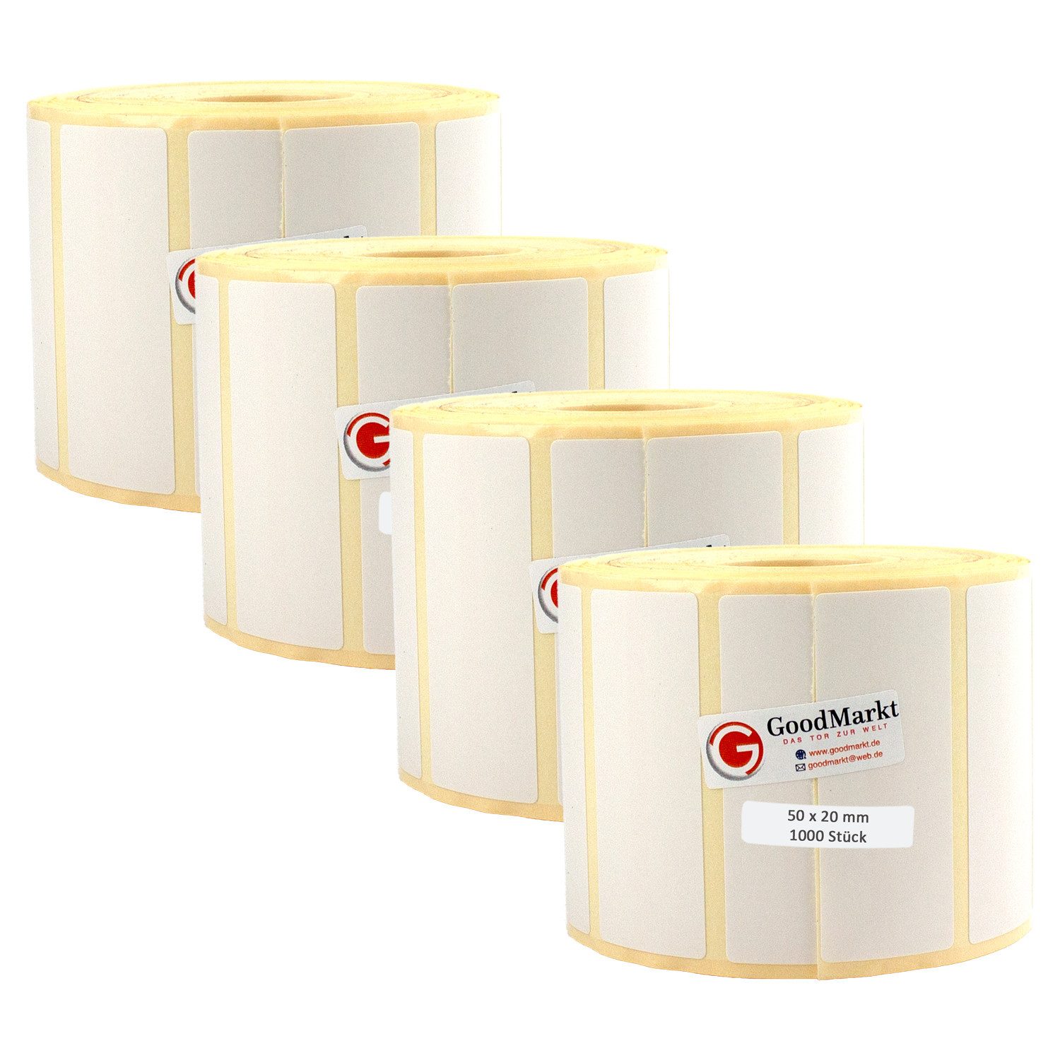 GoodMarkt Etiketten 50x20mm Selbstklebende Thermo Etiketten auf Rolle 1000 Labels, Adressetiketten Haushaltsetiketten Bedruckbar Aufkleber für Büro Küche