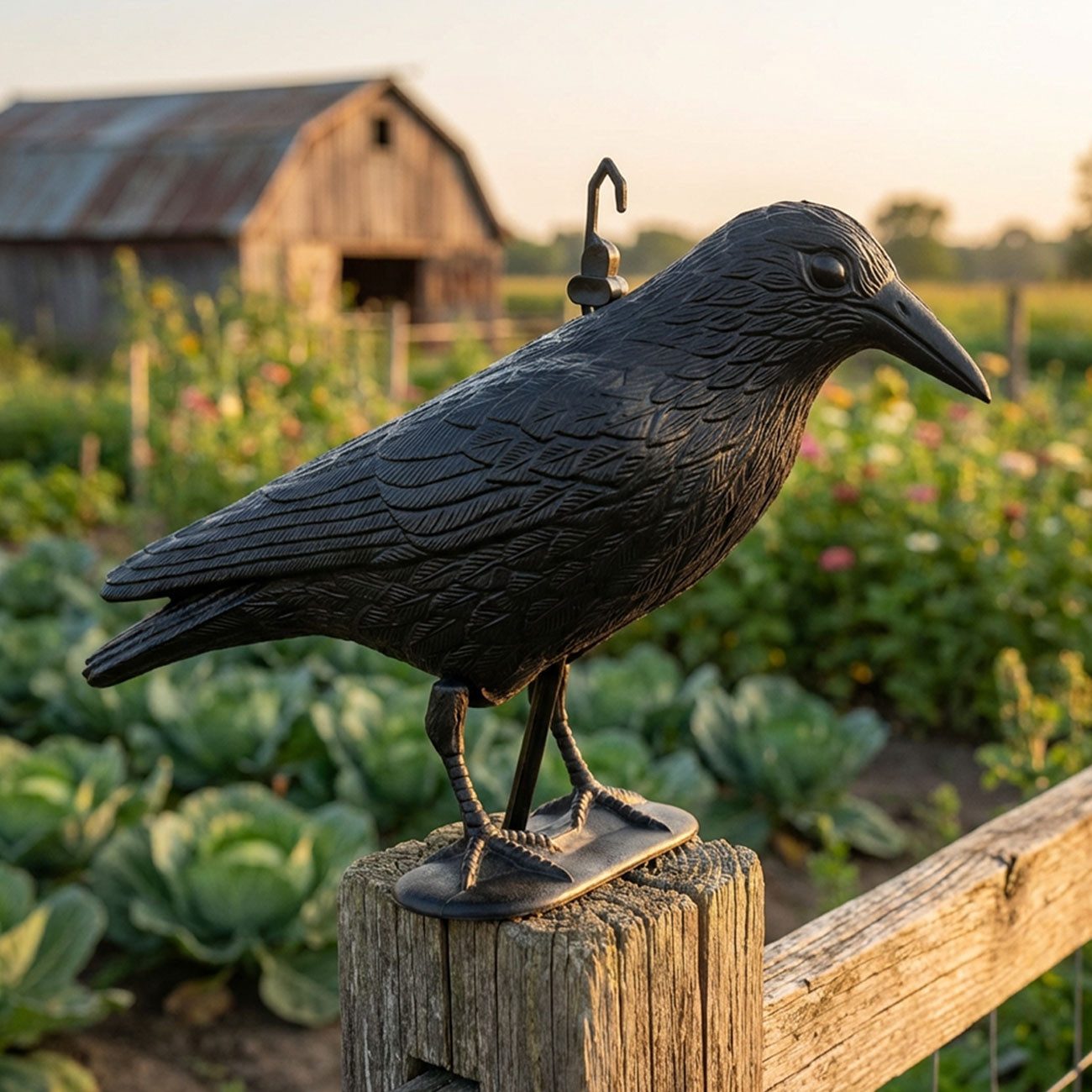 shop'n smile ideoon Vogel-Schreck Wetterfester Rabe zur Vogelabwehr, 35x19x13 cm, Vogelschreck, schwarz, 1-tlg., Raben-Attrappe in Lebensgröße zur Spatzenabwehr