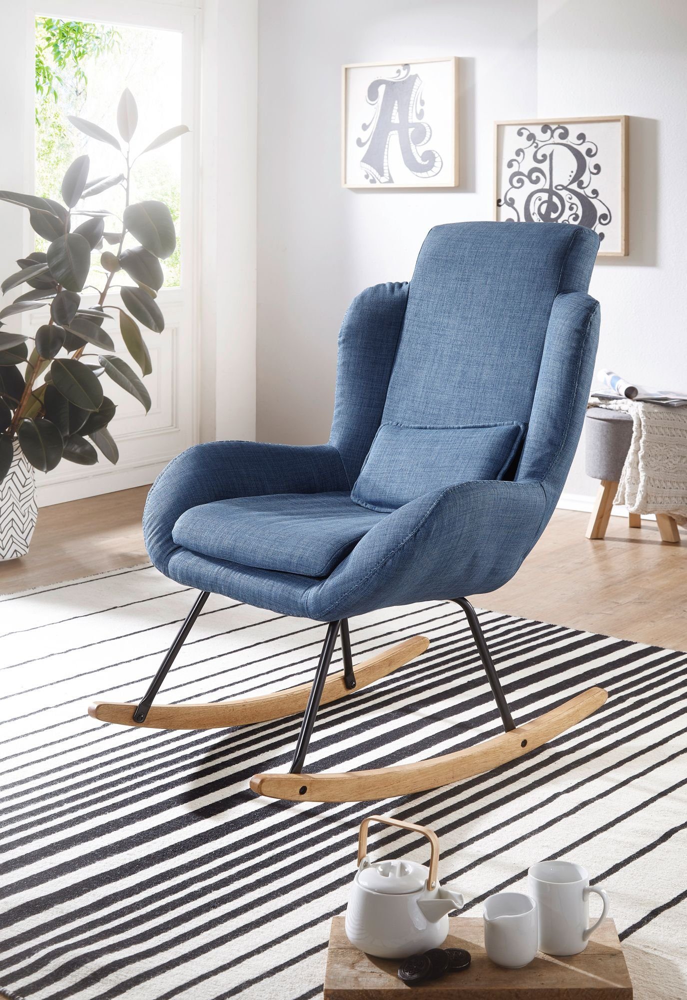 Blau Komfort | KADIMA DESIGN Einzigartiger Schaukelstuhl LAVANT für Zuhause - Blau Schaukelsessel