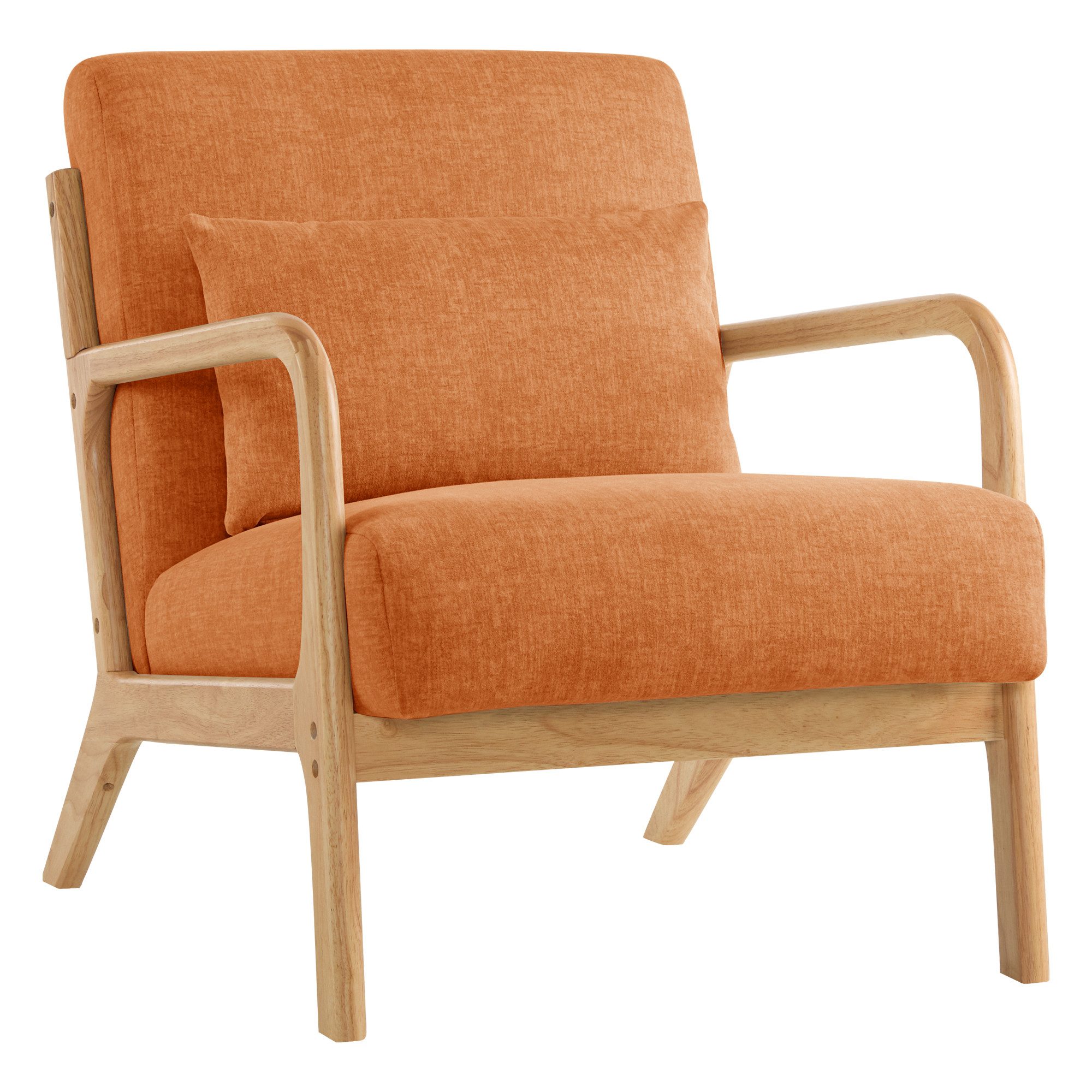 Aunekiv Sessel mit Kissen & Holzrahmen, Lesesessel, Mid-Century Sessel (1-St), Perfekt als Relaxsessel für Wohnzimmer und kleine Räume