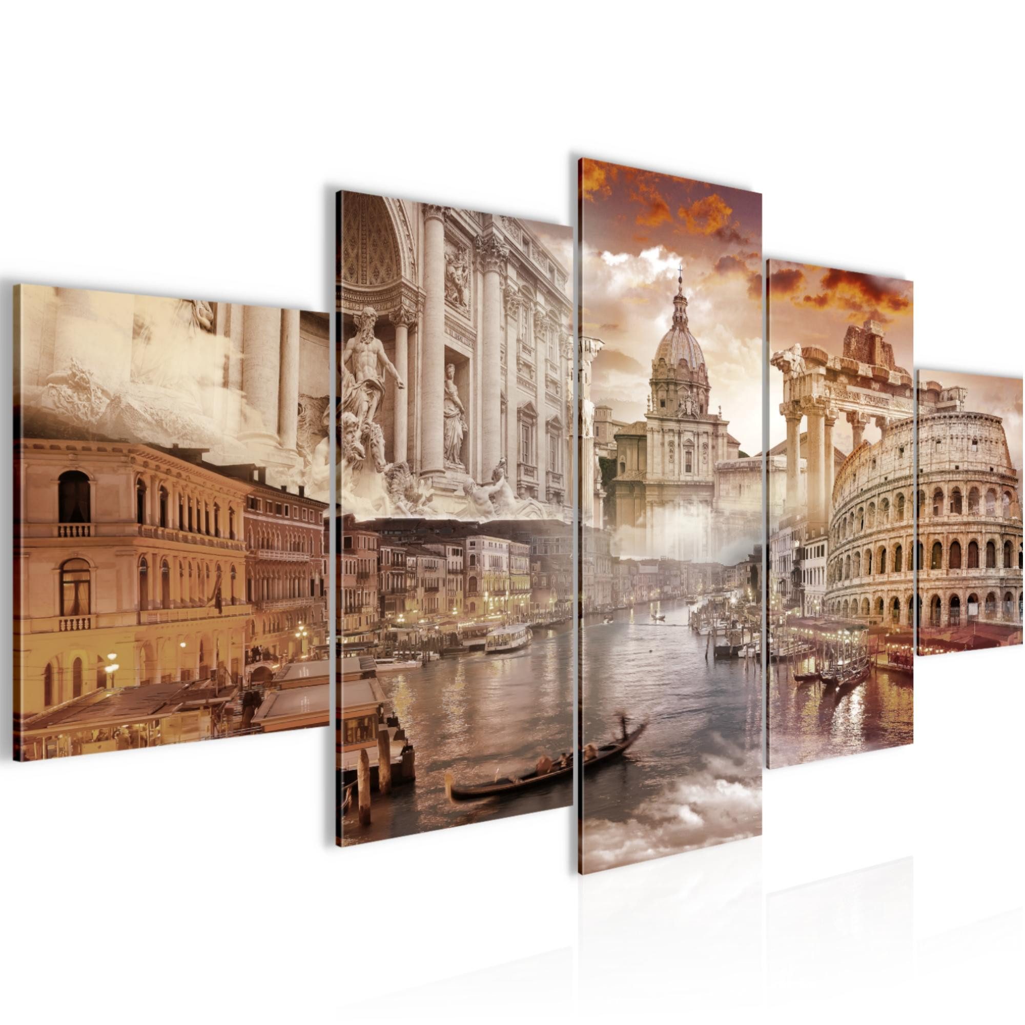 Runa Art Wandbild Bild Italien Architektur Antik Braun auf Vlies Leinwand 024453a, 150L x 75B cm