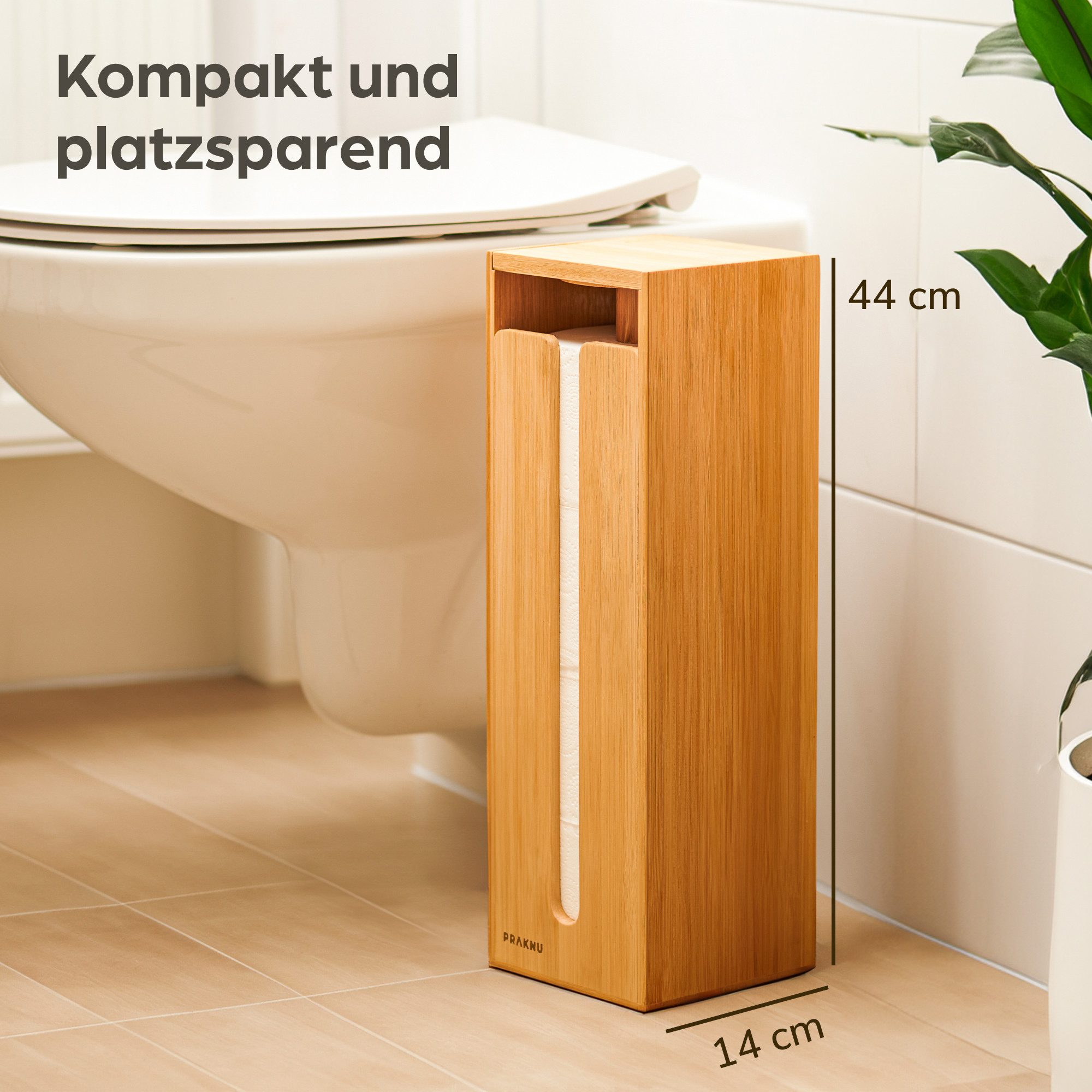 Praknu Toilettenpapierhalter Toilettenpapier Aufbewahrung Bambus - Toilette günstig online kaufen