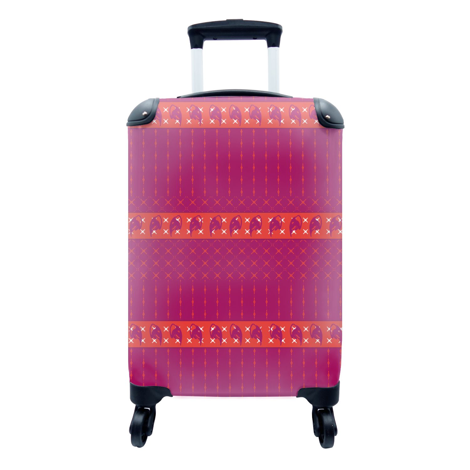 MuchoWow Handgepäckkoffer Elefant - Design Rosa, mit Handgepäck Reisekoffer Trolley, 4 Rollen, Ferien, für rollen, Reisetasche 