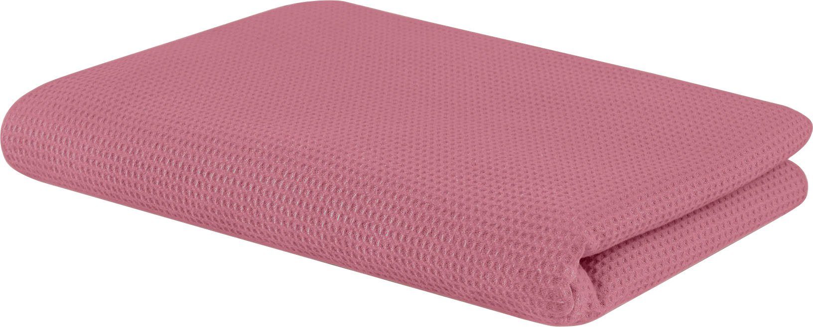 Wohndecke Waffeldecke, SETEX, aus Waffelpiqué, auch als Tagesdecke geeignet, Kuscheldecke rosa