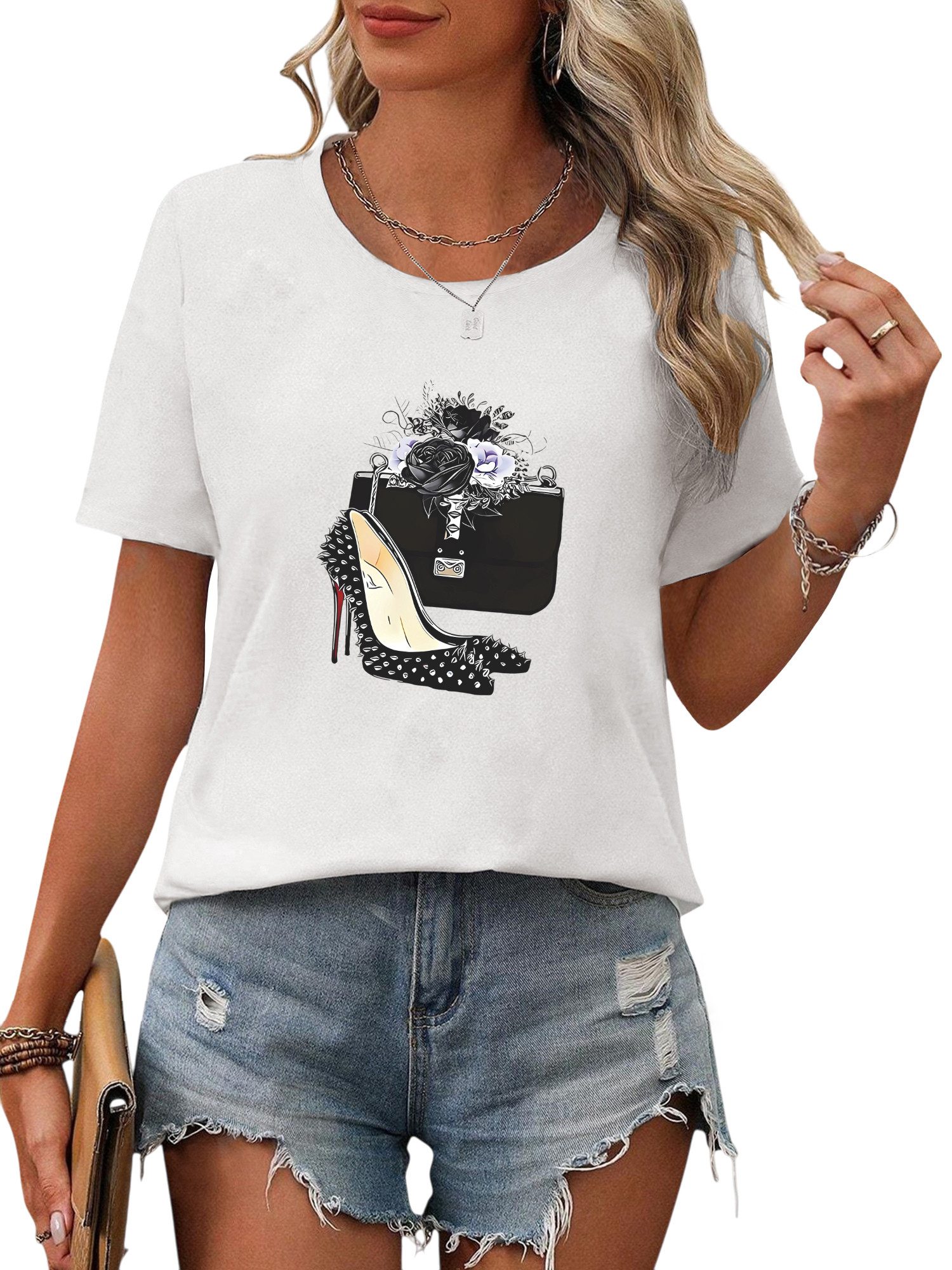 PYL Kurzarmbluse Damen Bequemes Sommer T günstig online kaufen