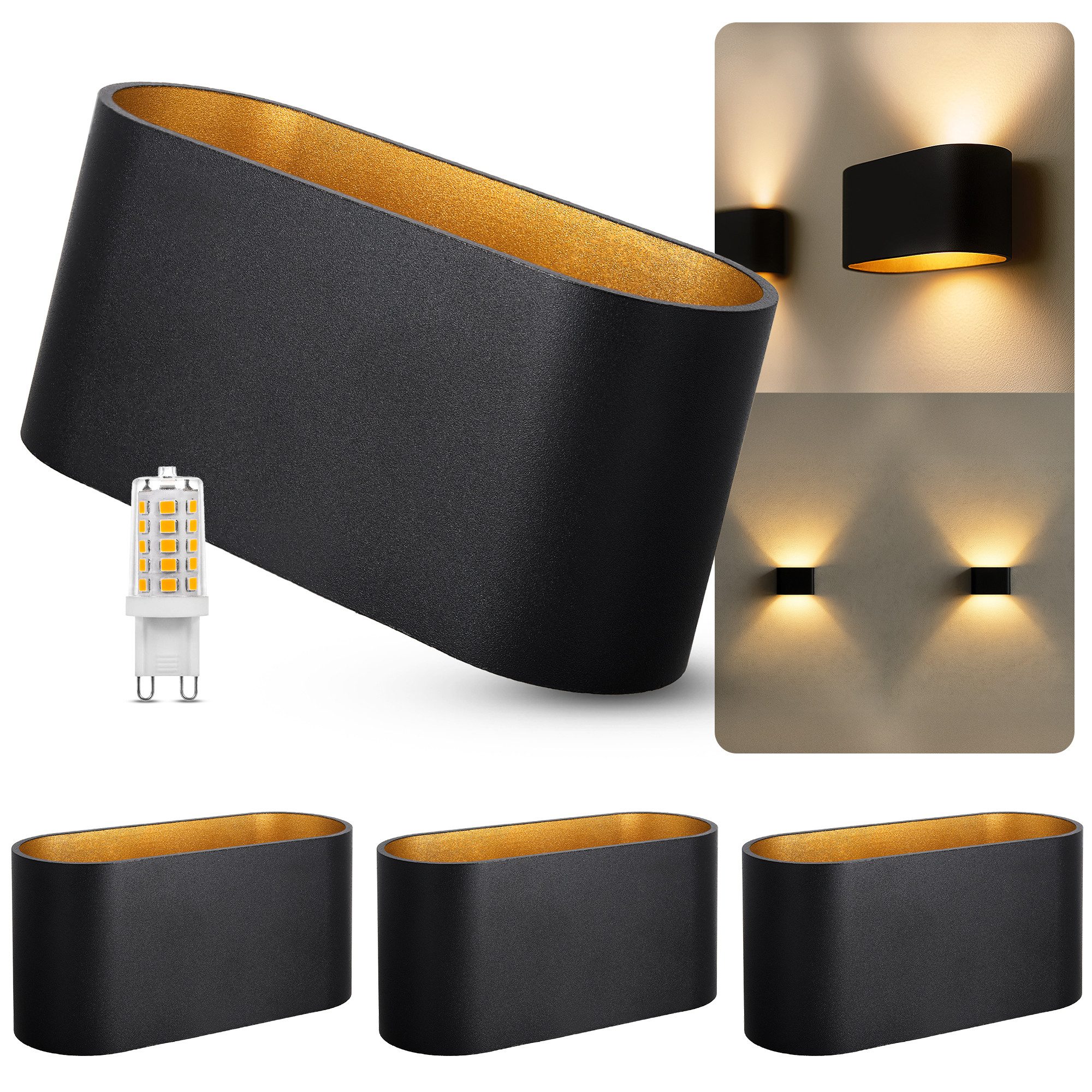 SSC-LUXon LED Wandleuchte JOBERO Wandlampe schwarz günstig online kaufen