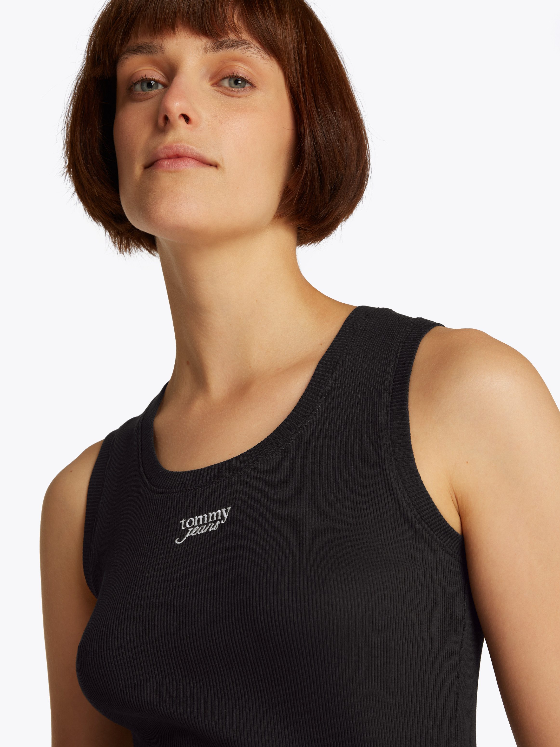 Tommy Jeans Tanktop TJW SLIM SCRIPT RIB TANK TOP mit Logostickerei günstig online kaufen