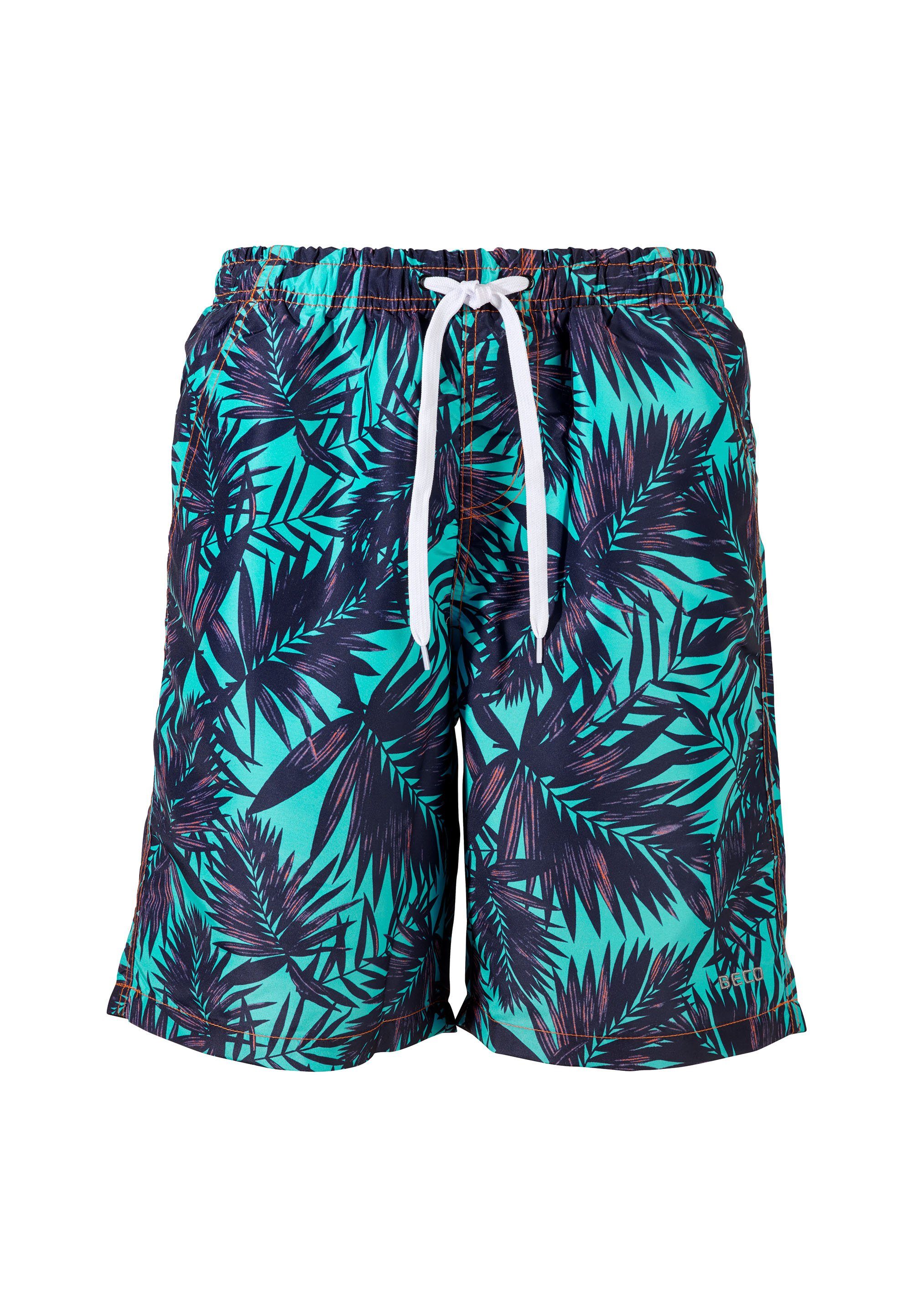 Neueste Kollektionen beliebter Marken Beco Beermann Badehose BECO-Basics Schwimmshorts Palmen-Design trendigem in (1-St)