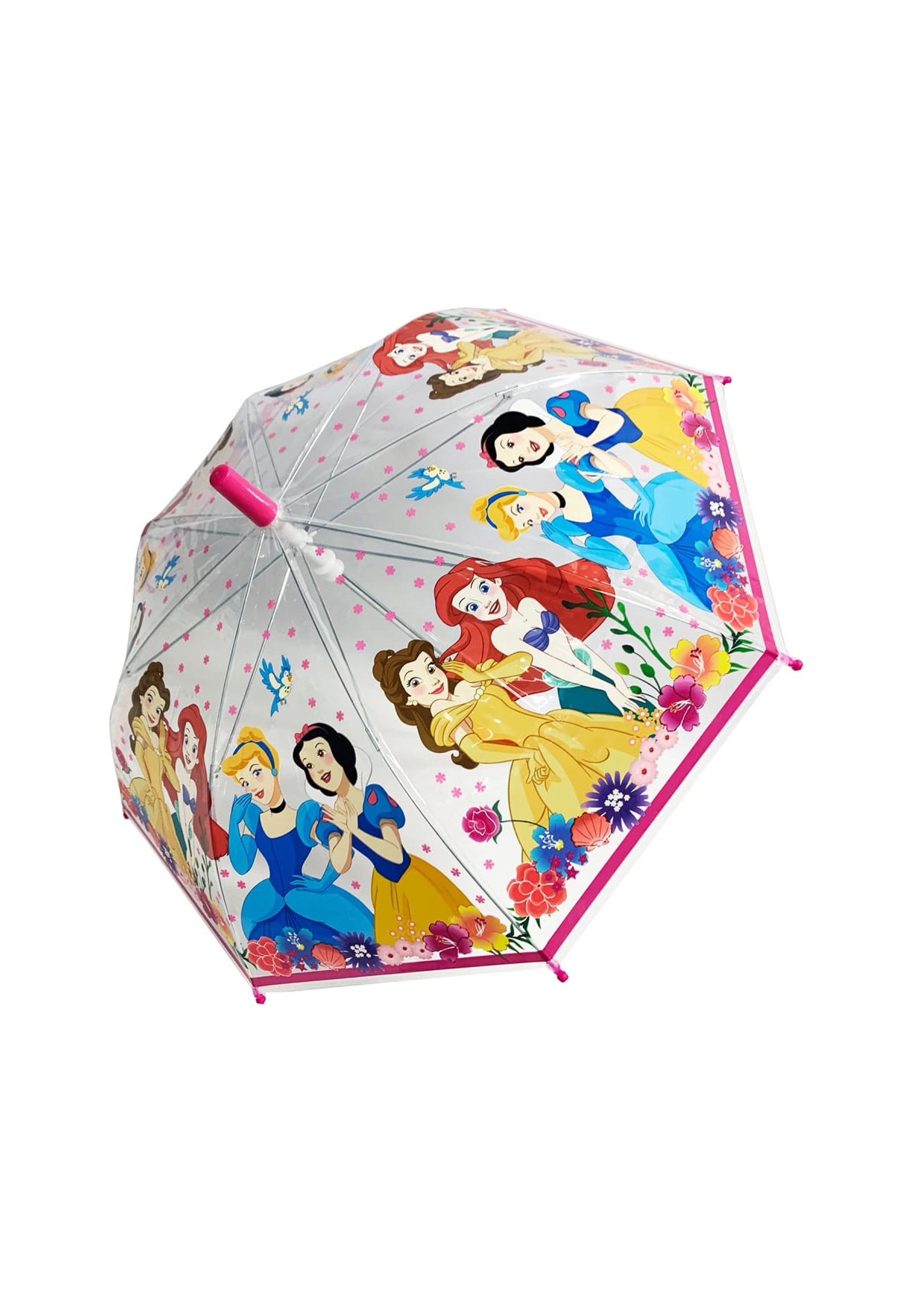 Disney Princess Stockregenschirm Kinder Regenschirm mit Belle Arielle Schneewittchen 64 cm, windfest