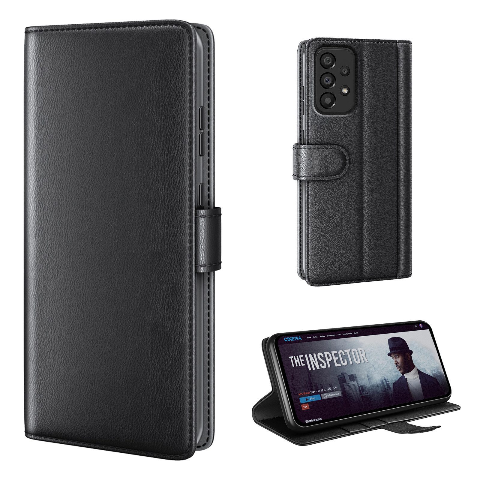 Tec-Expert Handyhülle Echtleder Hülle für Samsung Galaxy A53 5G 6.5 Zoll, 6.5", Cover Klapphülle Case mit Kartenfächern und Geldfach aufstellbar