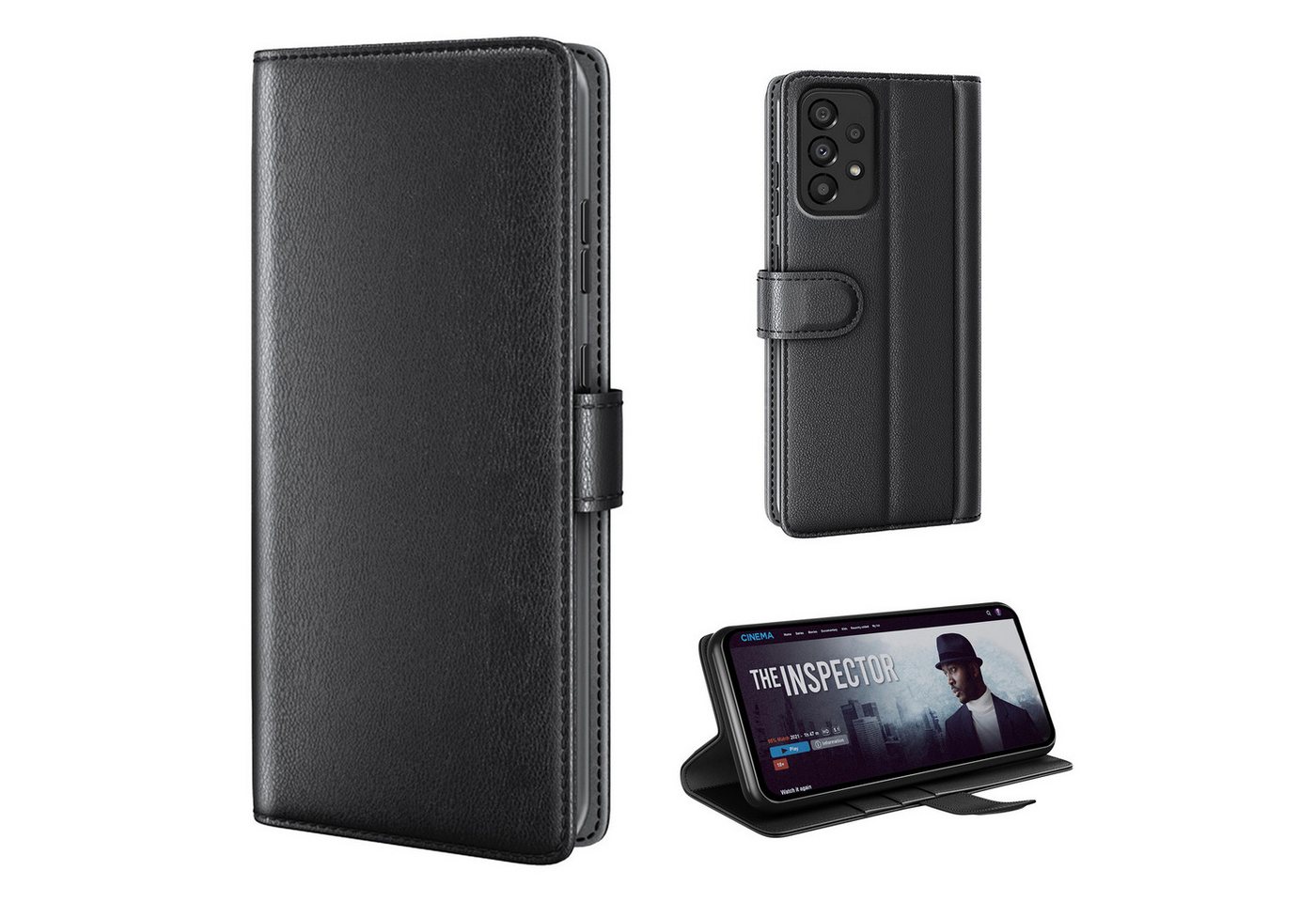 Tec-Expert Handyhülle Echtleder Hülle für Samsung Galaxy A52 6.5 Zoll, 6.5", Cover Klapphülle Case mit Kartenfächern und Geldfach aufstellbar