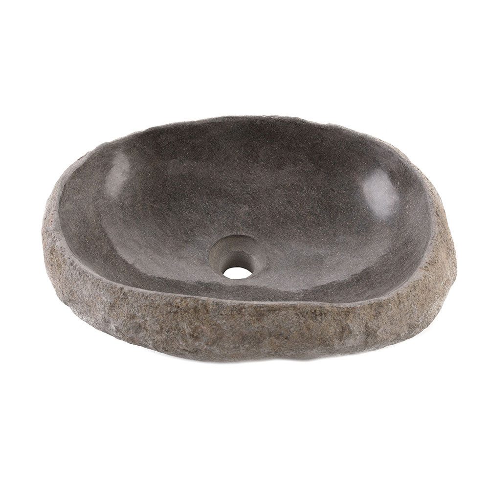 wohnfreuden Aufsatzwaschbecken Naturstein Waschbecken 40 cm mit Naturkante (Kein Set), NEW-4756