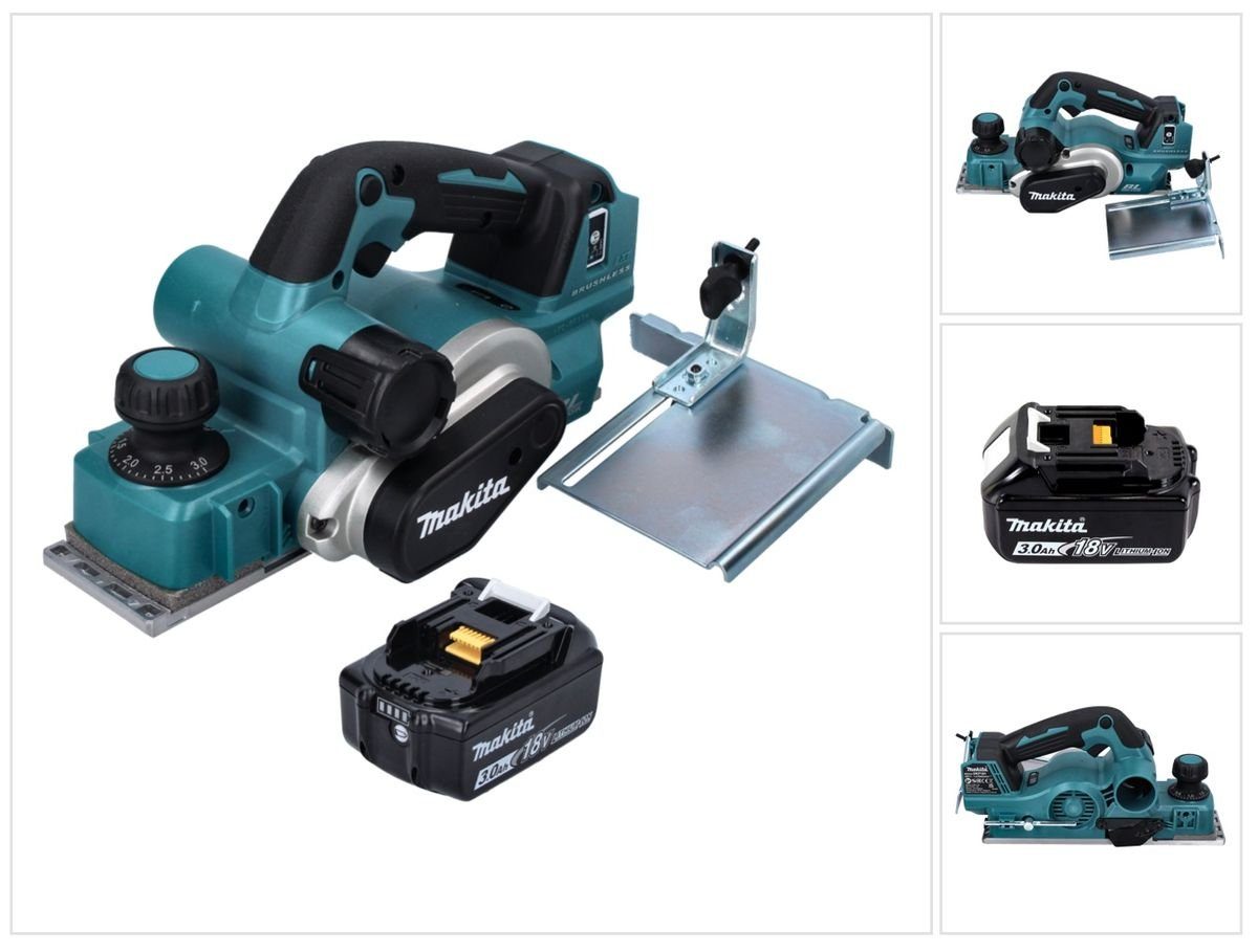 Makita Elektrohobel DKP 181 F1 Akku Hobel Falzhobel 82 mm 18 V Brushless + 1x Akku 3,0 Ah
