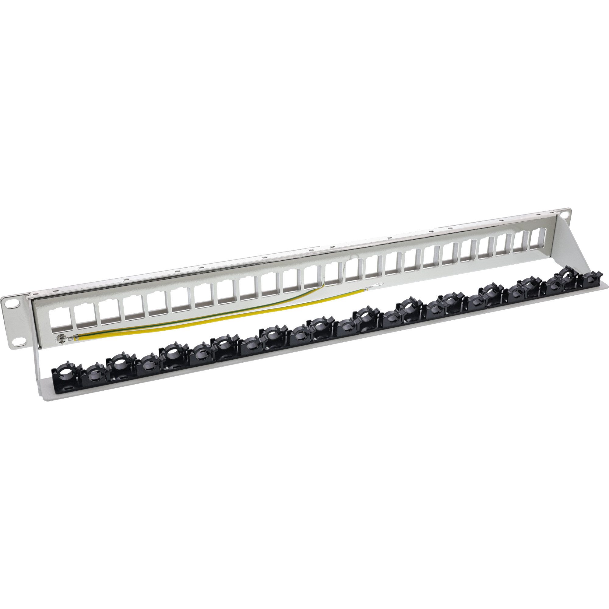 Inline 24-fach, Keystone Leerblech Patchpanel, 19", 1HE, lichtgrau Netzwerk-Patch-Panel