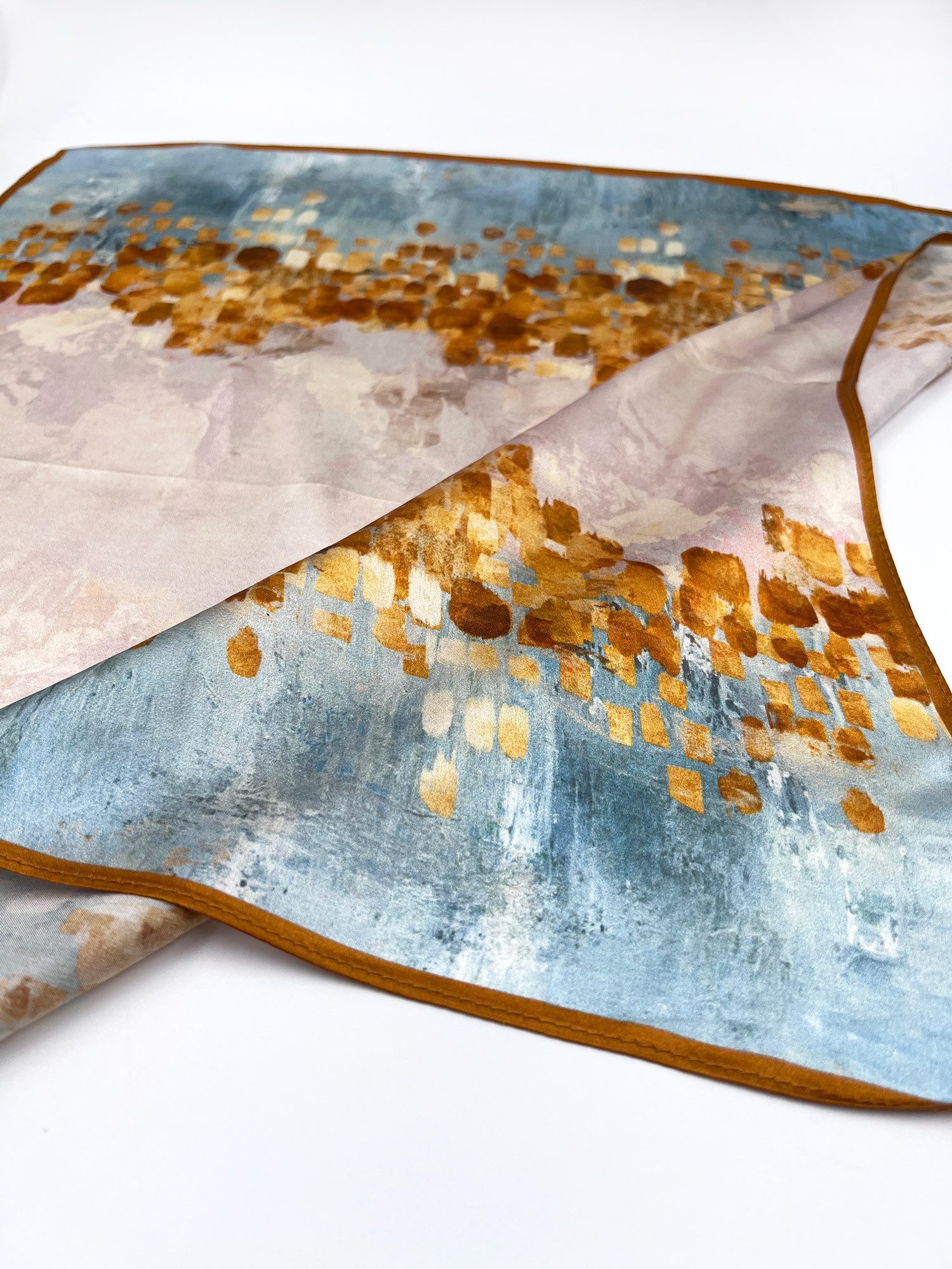 Vivi Idee Seidentuch 100% Maulbeerseide Halstuch Damen Abstrakte Goldlichter, Quadratisches 53x53 cm Halstuch, bedrucktes Seidenschal – Bild 3 von 3