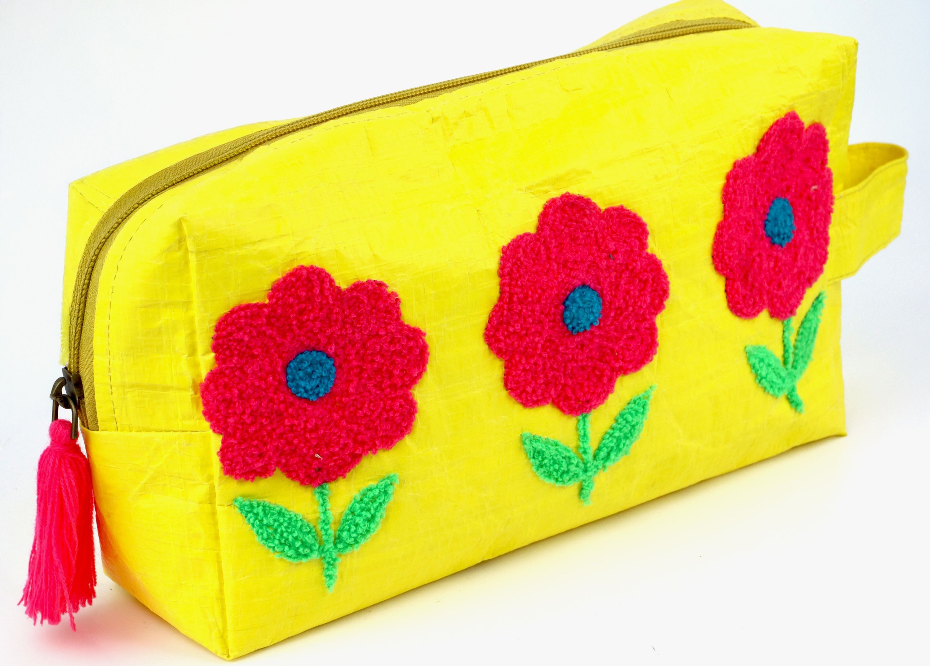 FURNARO Handtasche (3-tlg. Taschenset), Handgefertigte Blumen Applikationen