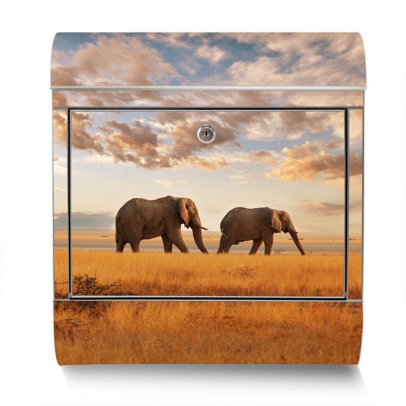 42,5 banjado groß, Elefanten 38 Edelstahl (Wandbriefkasten Wandbriefkasten Zeitungsfach), x x12cm mit