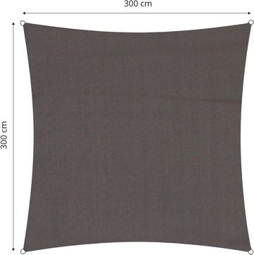 Lumaland Sonnensegel Quadrat, Quadrat 3x3m Dunkelgrau UV-Schutz Sonnen Segel wasserabweisend HDPE