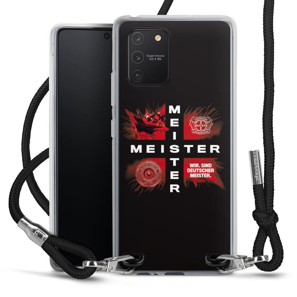 DeinDesign Handyhülle Bayer 04 Leverkusen Meister Offizielles Lizenzprodukt, Samsung Galaxy S10 Lite Handykette Hülle mit Band Case zum Umhängen