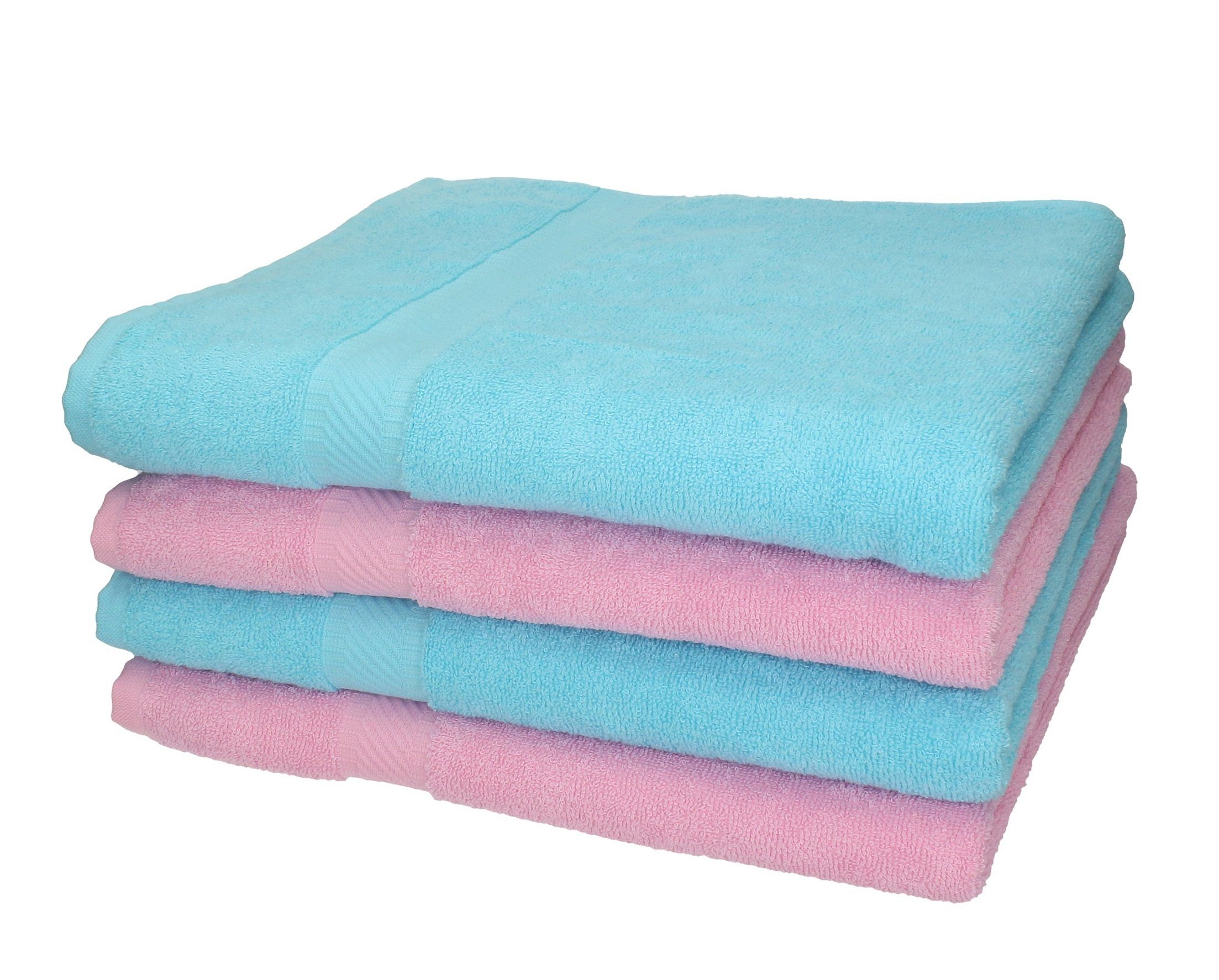 Betz Duschtücher 4 Stück Duschtücher Palermo 100% Baumwolle 70 x 140 cm rosé und türkis, 100% Baumwolle | Badetücher