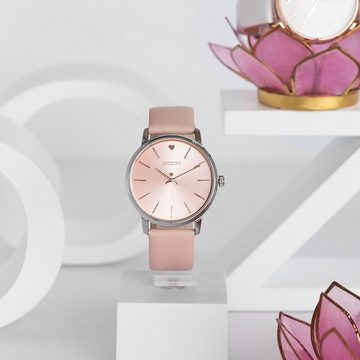 OOZOO Quarzuhr Damen Uhr C10926 Armbanduhr Rosa Lederband 40 mm
