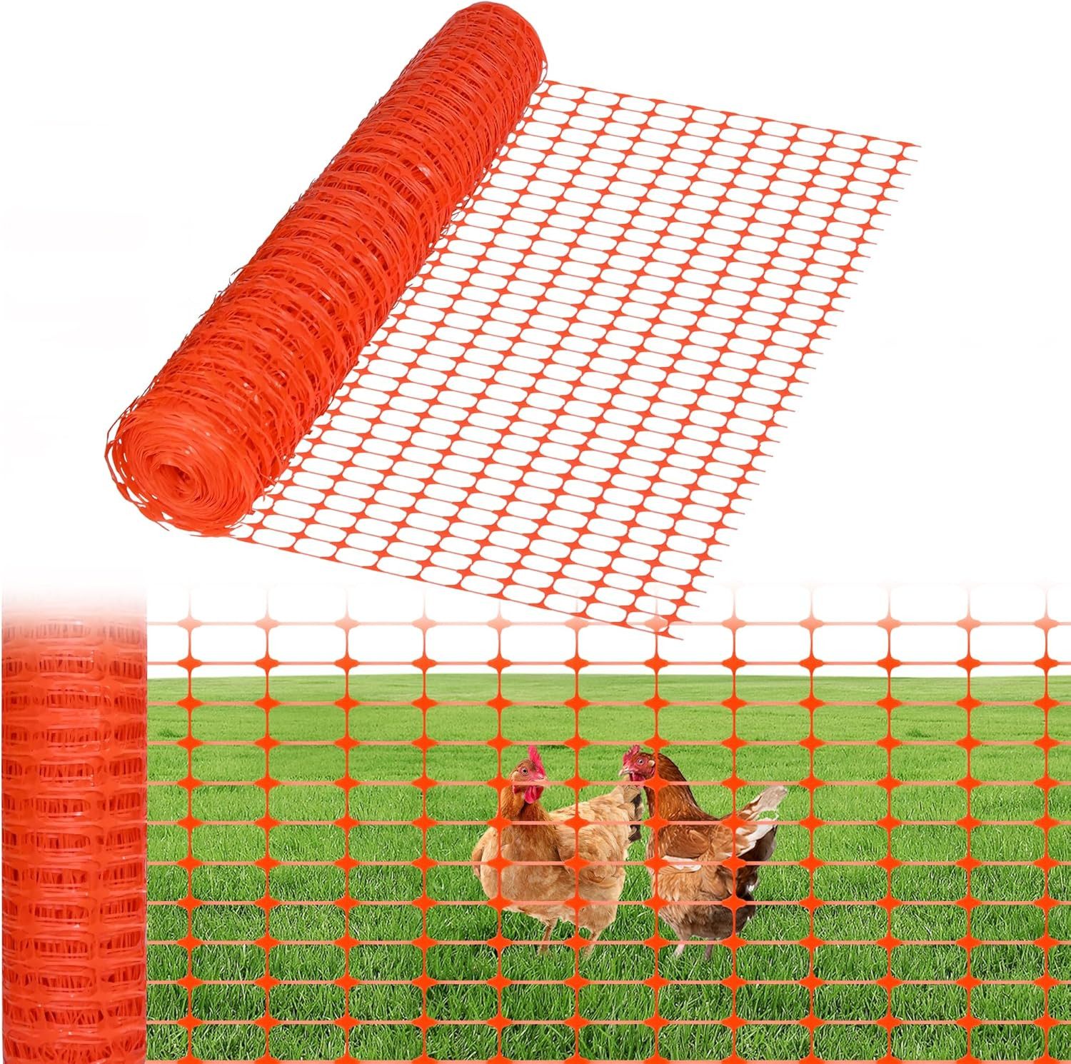 FIVMEN Gartenzaun 1x30m/50m/80m Absperrzaun Bauzaun Begrenzungszaun, 100 cm hoch, Nutztierzäune Schutznetz aus Kunststoff Geschnitten, Orange