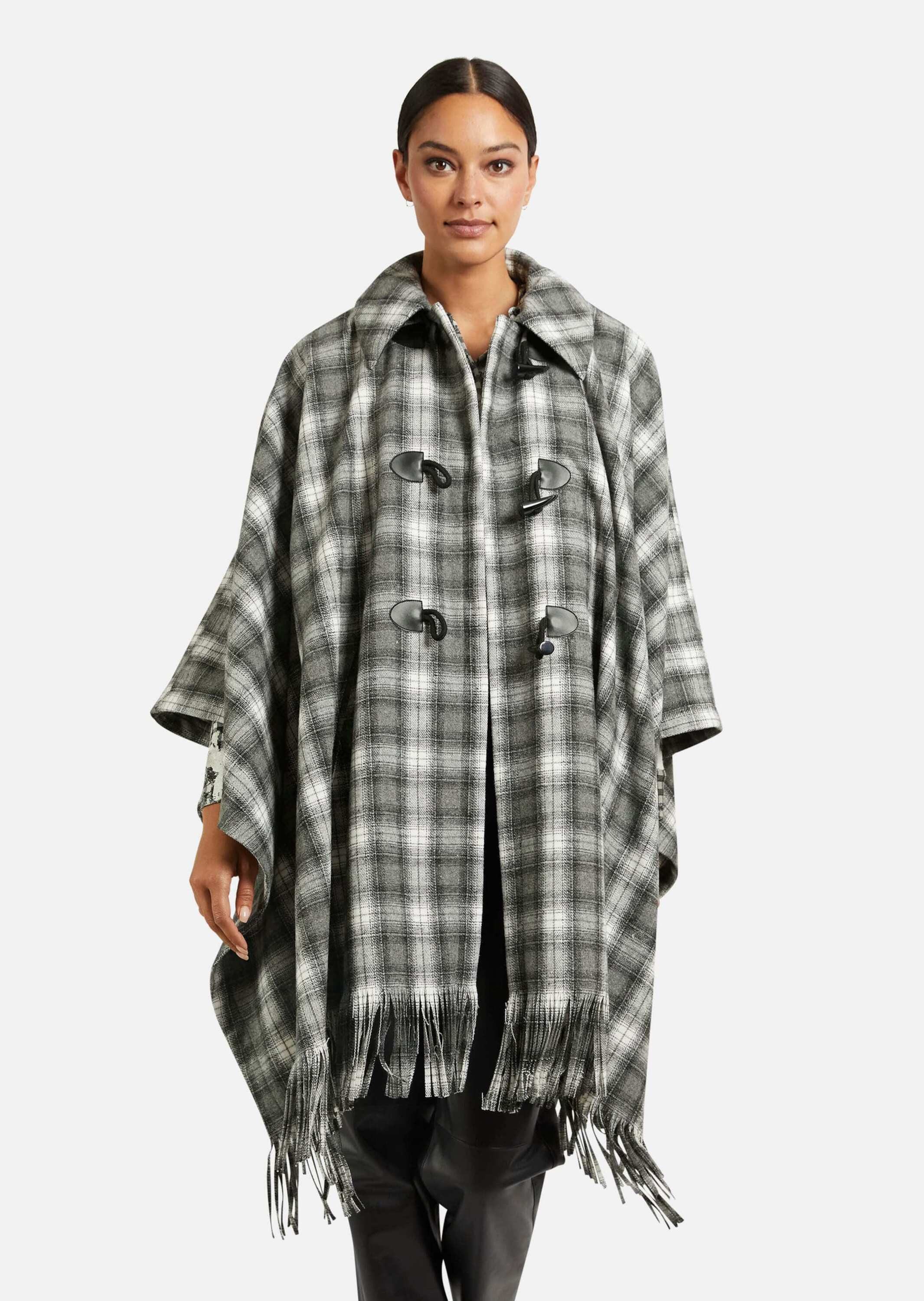 MADELEINE Poncho Karo-Cape mit Innenweste