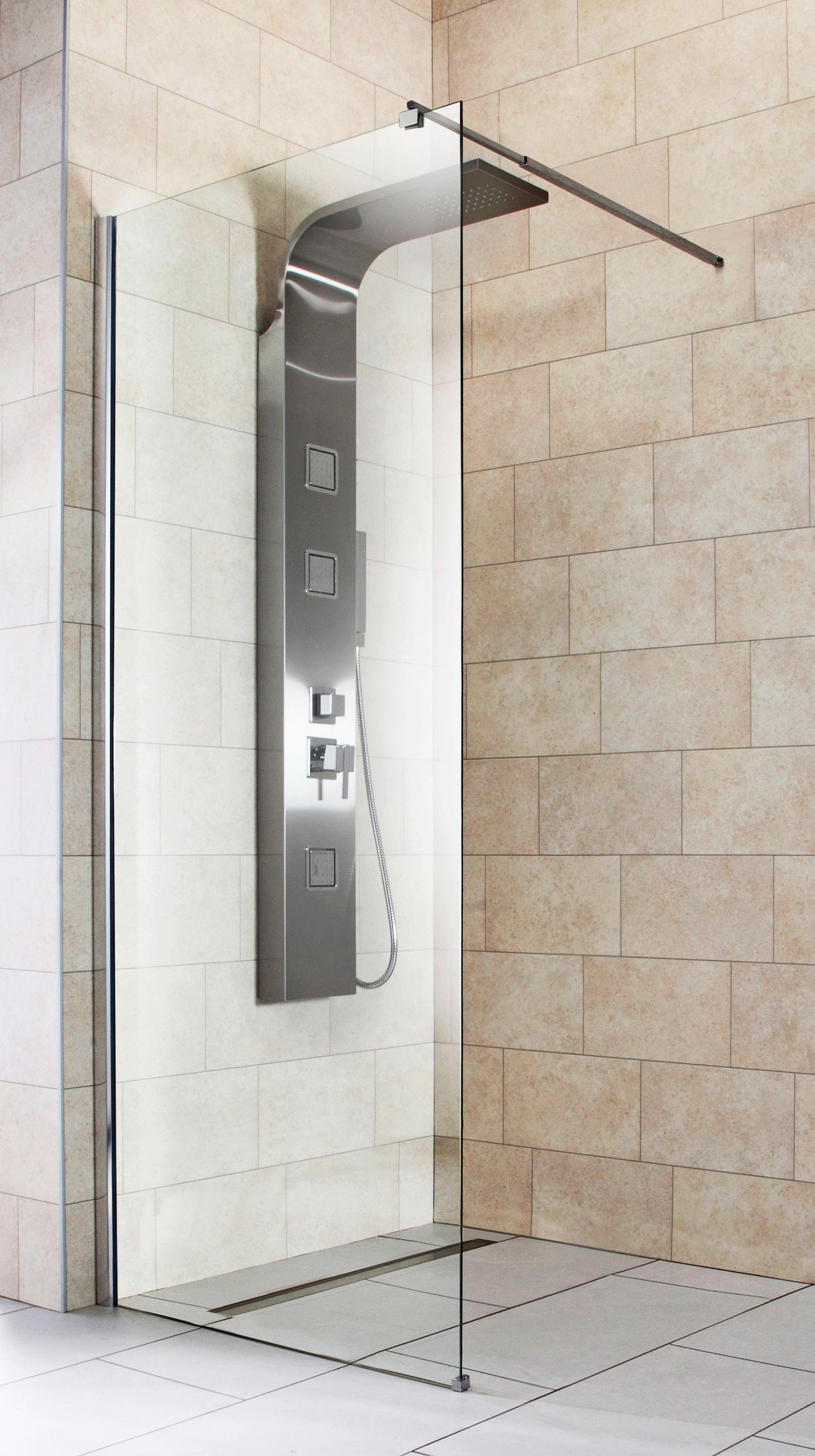 welltime Walk-in-Dusche Tropea light, Einscheibensicherheitsglas, Inklusive verstellbarem Wandarm