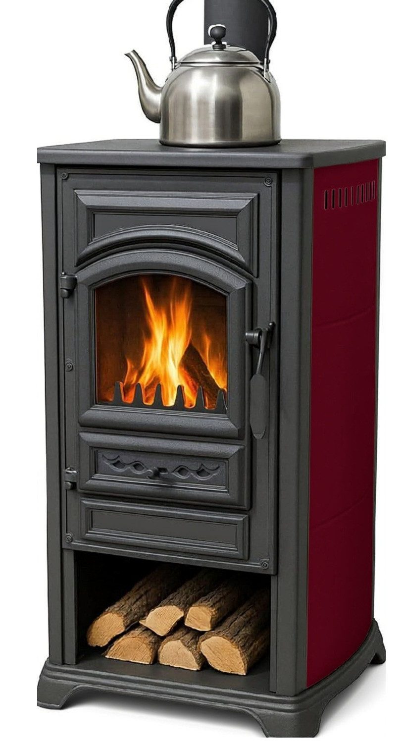 TRGO Kaminofen Forte mit Herdplatte, rot, 5,40 kW
