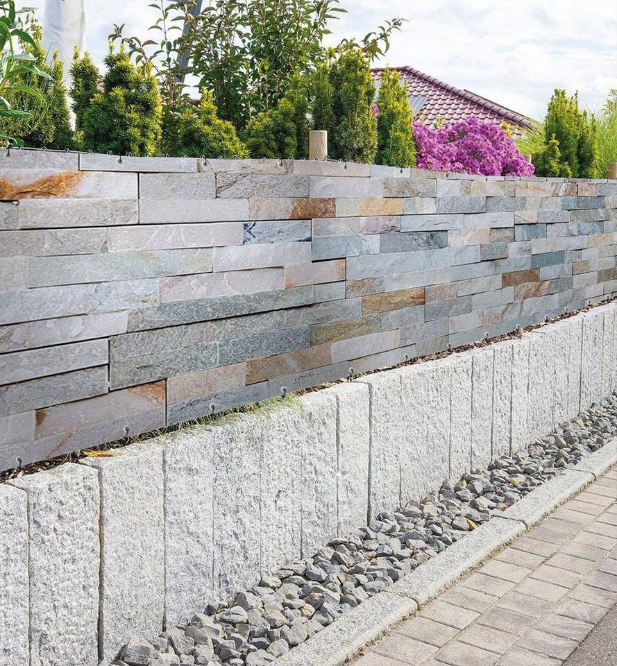 Thumbnail - MyMaxxi Sichtschutzzaunmatten Zaunbanner Blaue Steinmauer Sichtschutz Garten Zaun