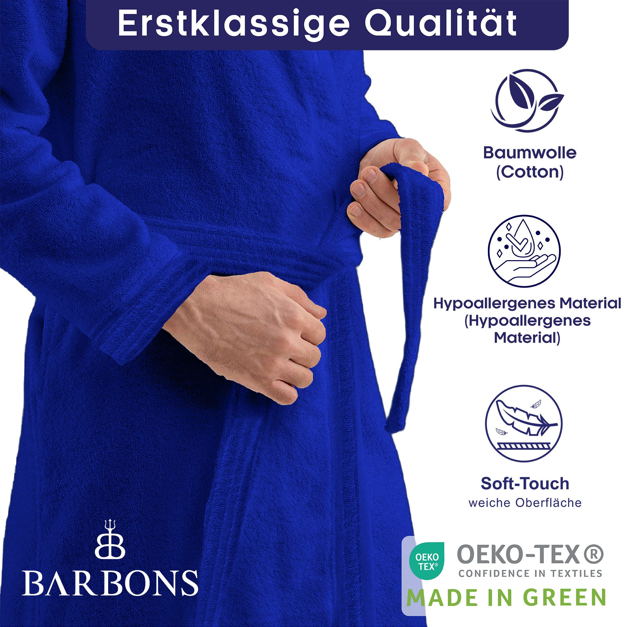 BARBONS Herrenbademantel Barbons Bademantel Herren, Morgenmantel günstig online kaufen