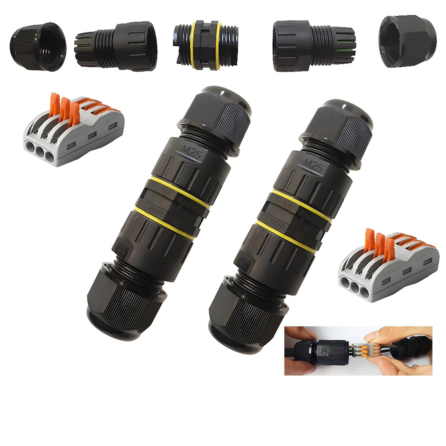 FELIXLEO Kabelverbinder-Sortiment Kabelverbinder IP68 Kabelmuffe Wasserdicht 2er Pack, 1-tlg.