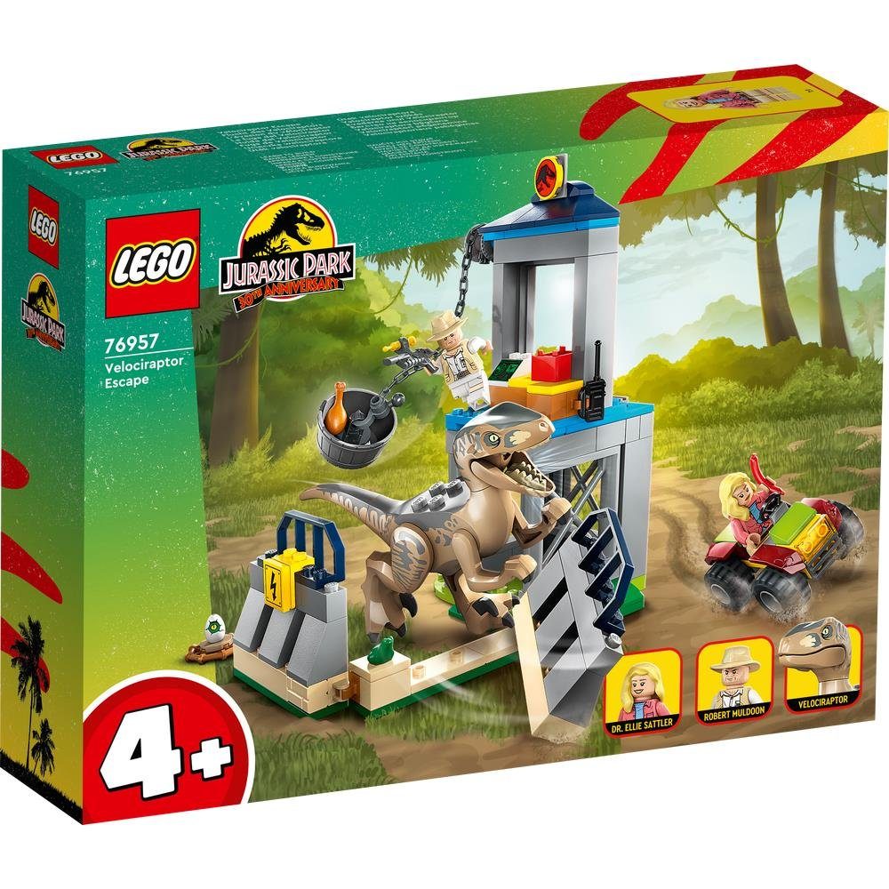 LEGO® Jurassic Park 76957 - Flucht des Velociraptors Konstruktionsspielsteine, (137 St), Dinosaurier Bauset, Spielset ab 4 Jahren