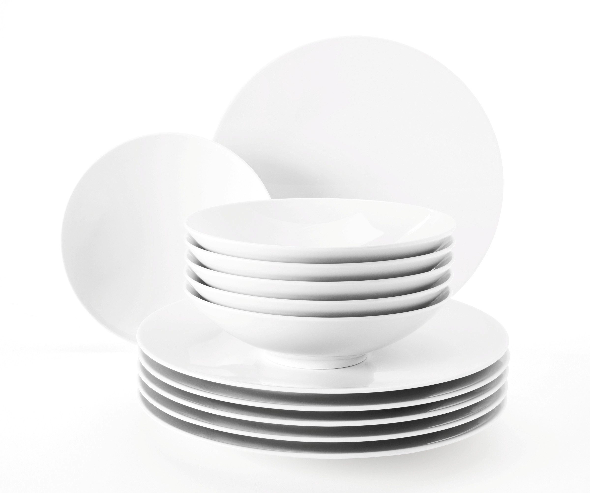 Seltmann Weiden Tafelservice Geschirr-Set Life (12-tlg), 6 Personen, Porzellan, Geschirr, Teller Set, weiß, Made in Germany, 12 Teile, für 6 Personen