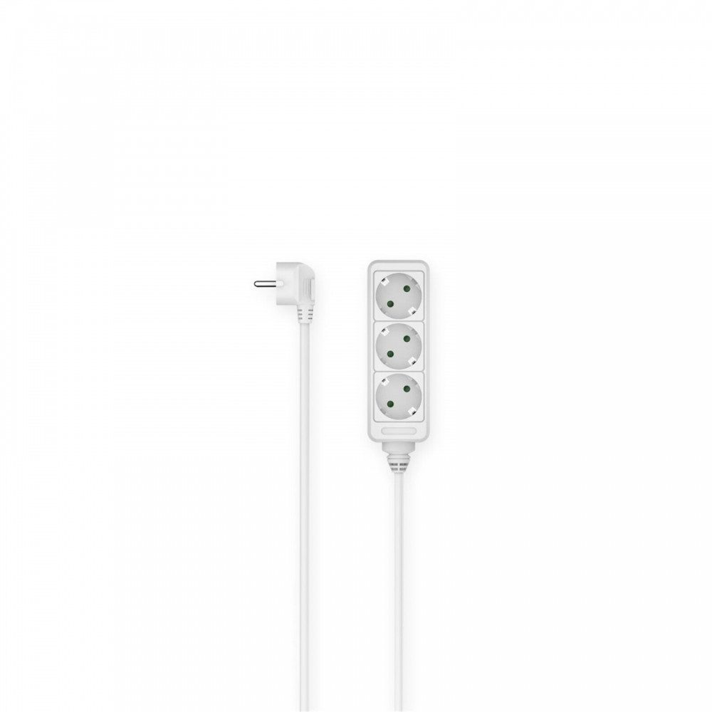 Hama 00223000 Steckdosenleiste 3-fach elektrischer Anschluss weiss Mehrfachsteckdose (Steckdosen um 45° gedreht, Überspannungsschutz, Kabellänge 1.4 m), Steckdosen um 45° gedreht