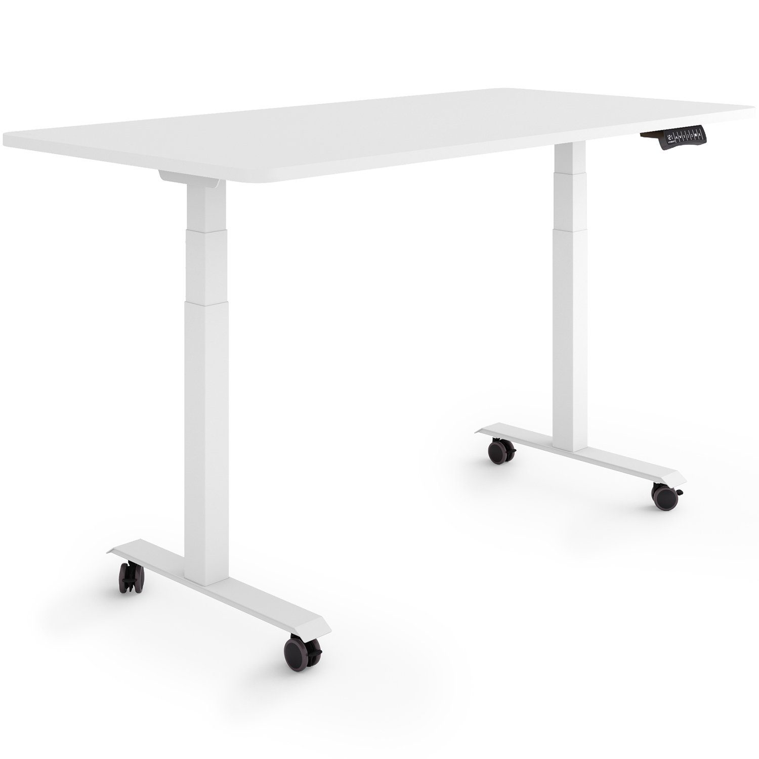 Tischplatte: Germany, / 60,5 125,5 cm x cm Rollen Weiß - auf 140 Schreibtisch ESMART Rahmen: Weiß Höhe: ESMART 70