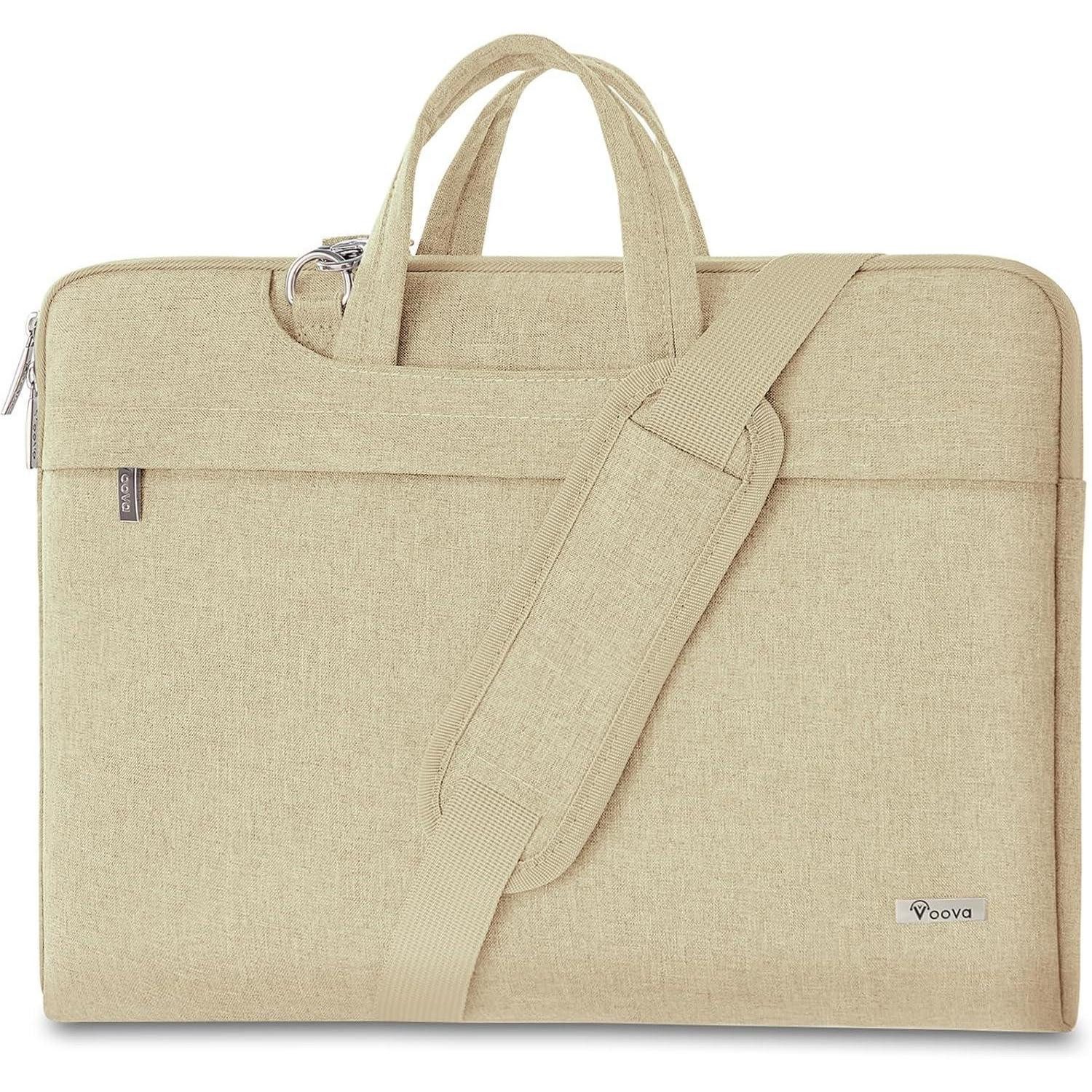 LuxusKollektion Laptoptasche Laptoptasche 15,6 Zoll Notebook Schultertasche Umhängetasche Beige