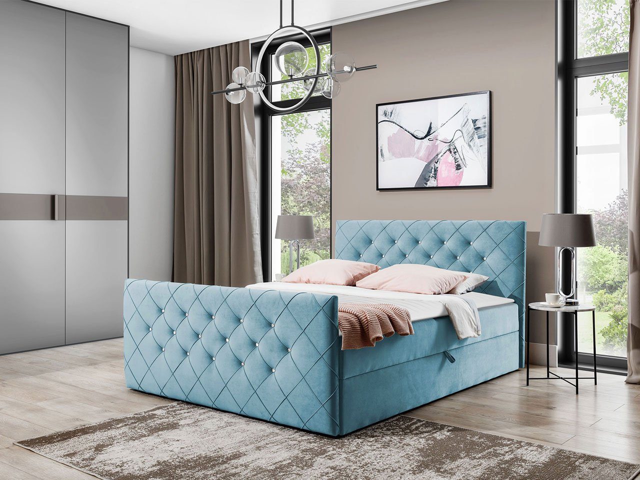 MIRJAN24 Boxspringbett Malaga (Polsterkopfteil, Fußteil, Matratze günstig online kaufen
