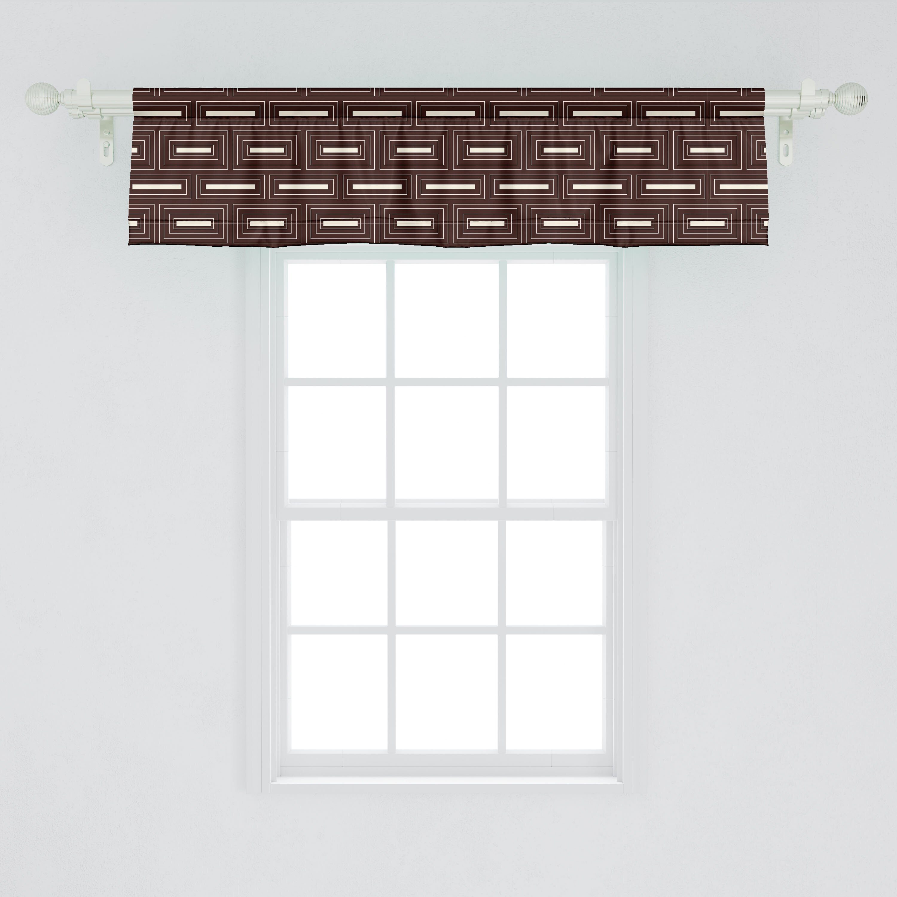 Scheibengardine Vorhang Volant für Küche Backstein Schlafzimmer mit Abakuhaus, Microfaser, Stangentasche, Repeating Formen Dekor Komplizierte