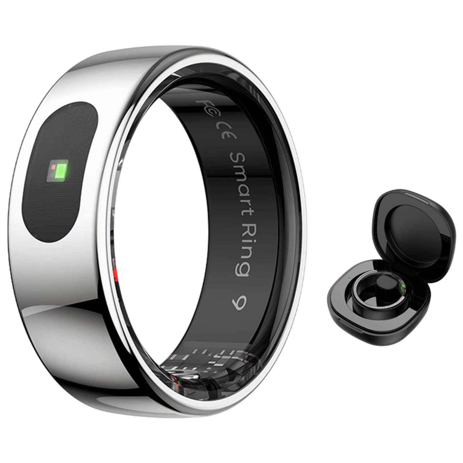 Refttenw Smart Ring Herren Damen Smartring Fitness Tracker Schlafmonitor, Mit Ladefach, 5ATM Wasserdichter Gesundheitsring