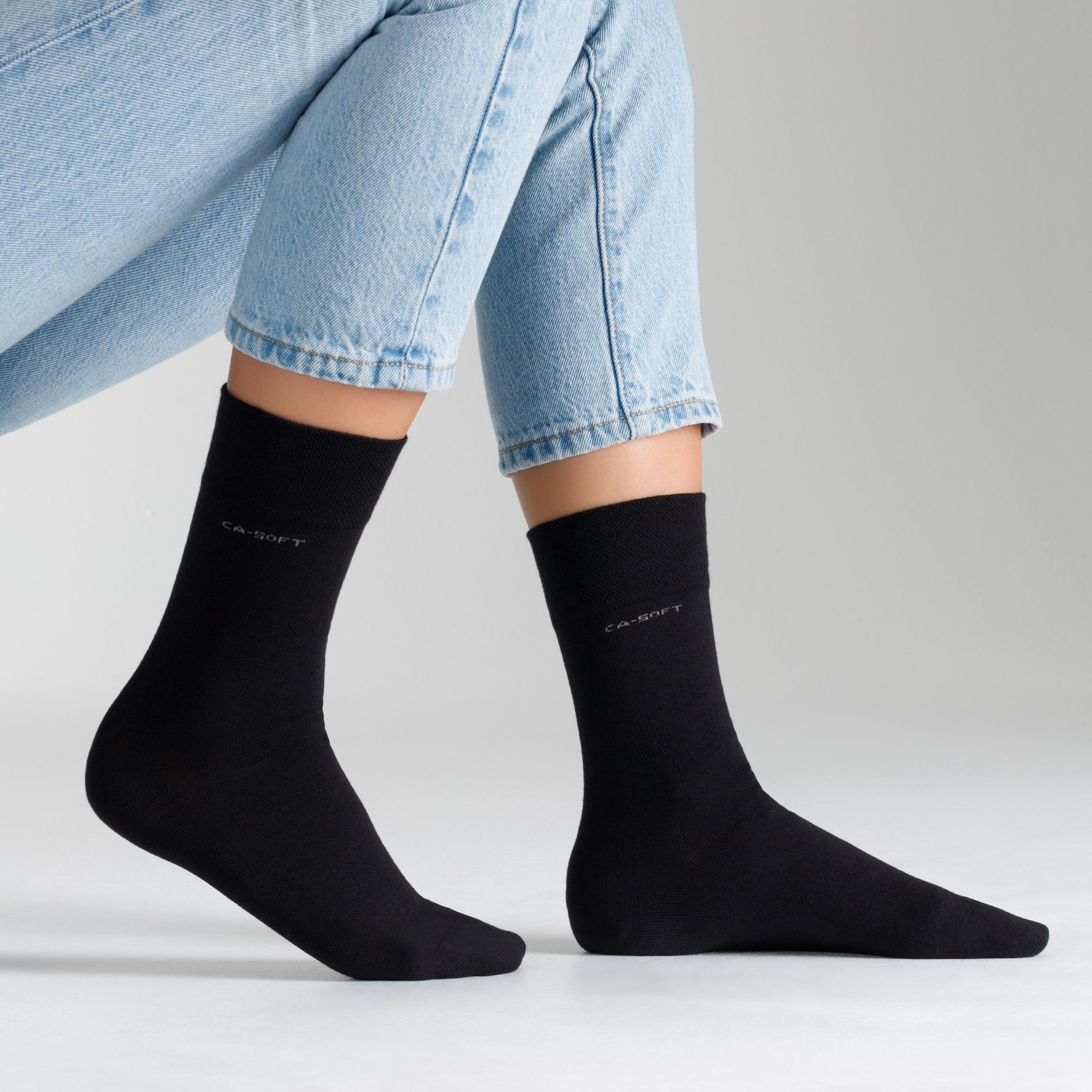 Camano Socken ca-soft (7-Paar) mit weichem Komfortbund schwarz