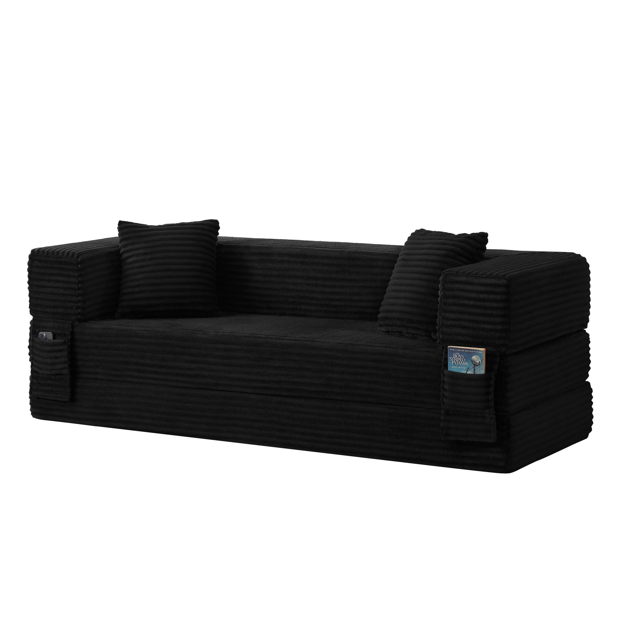 MC Star Ecksofa Moderne Cord-Sofa in modischer Optik, klassisches quadratisches Design, zweischichtiges einzigartiges Design, umwandelfähig in ein Bett, ideal für Apartments und große Räume.