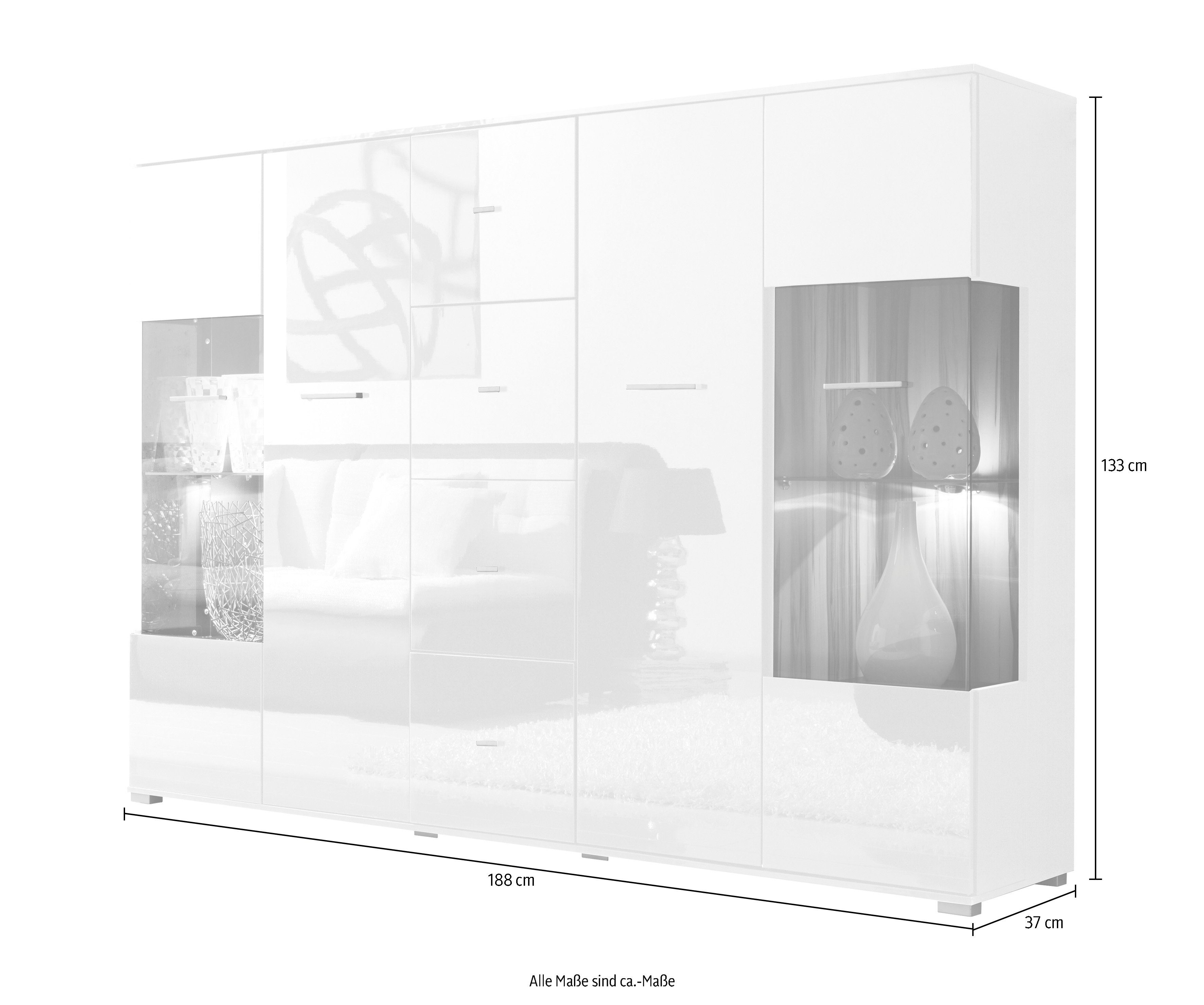 Höltkemeyer Highboard "STYLE", Breite 188 cm, ohne Beleuchtung günstig online kaufen